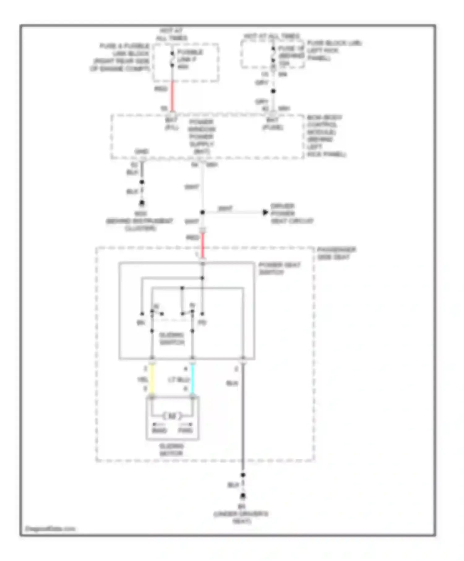 350Z Nissan I facelift (2005-2009): Passenger power seat circuit, coupe
