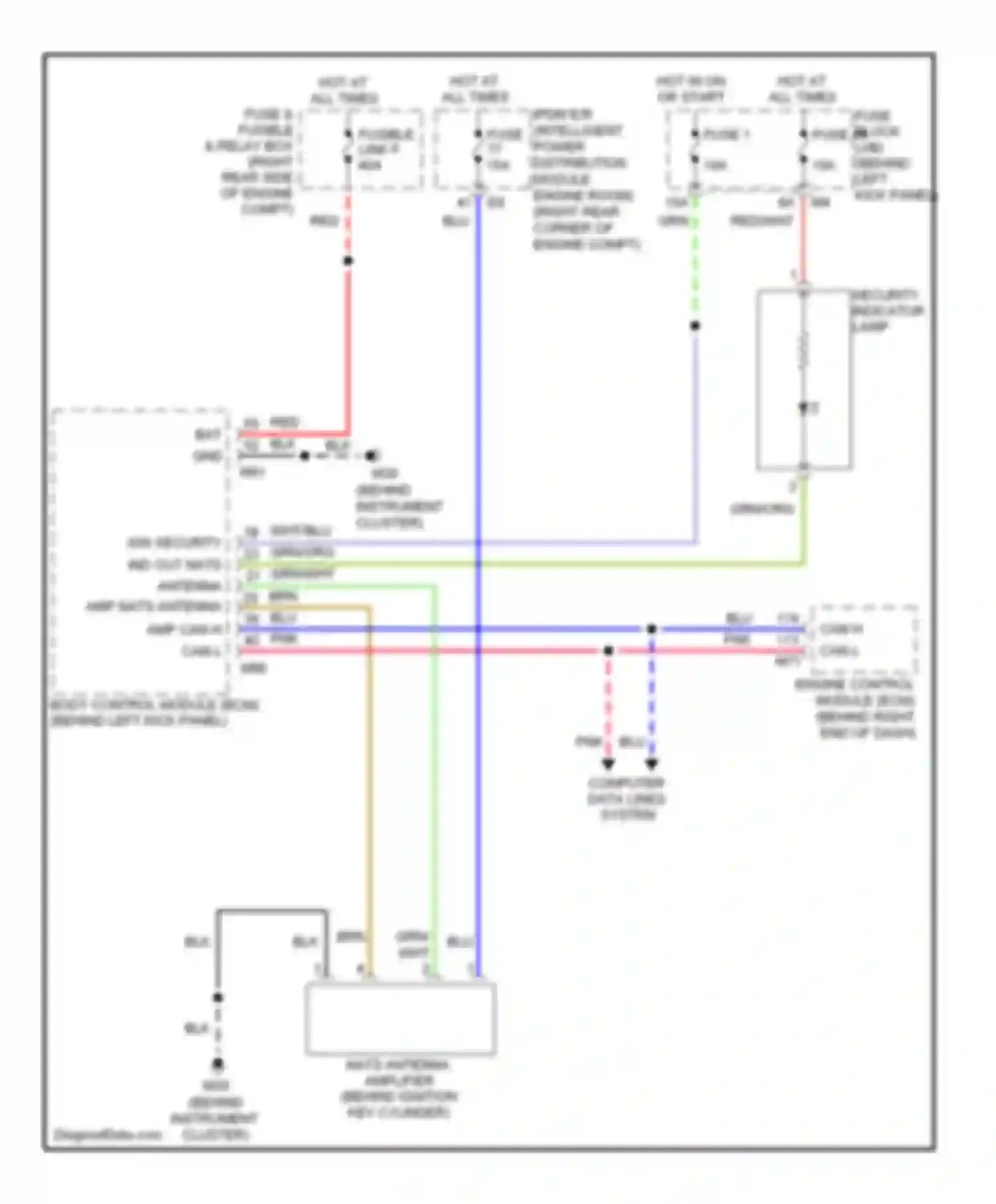 Wiring diagram security indicator lamp for Nissan 350Z I facelift (2005-2009) (2 of 2)