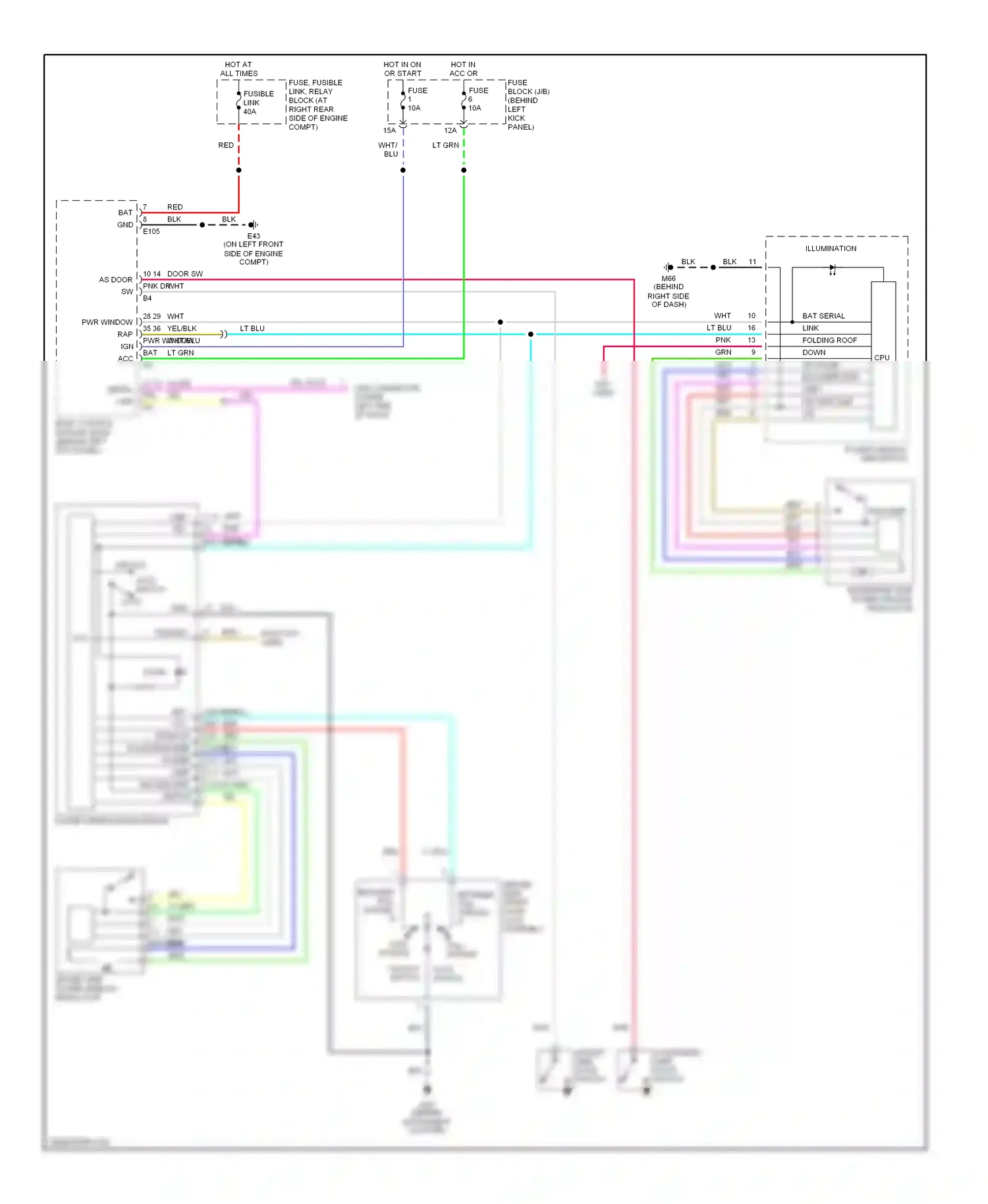 Nissan 350Z I (2002-2005) bat serial link folding roof down up pulse encoder pwr limit sw gnd limit sw wiring diagram  (1 of 1)