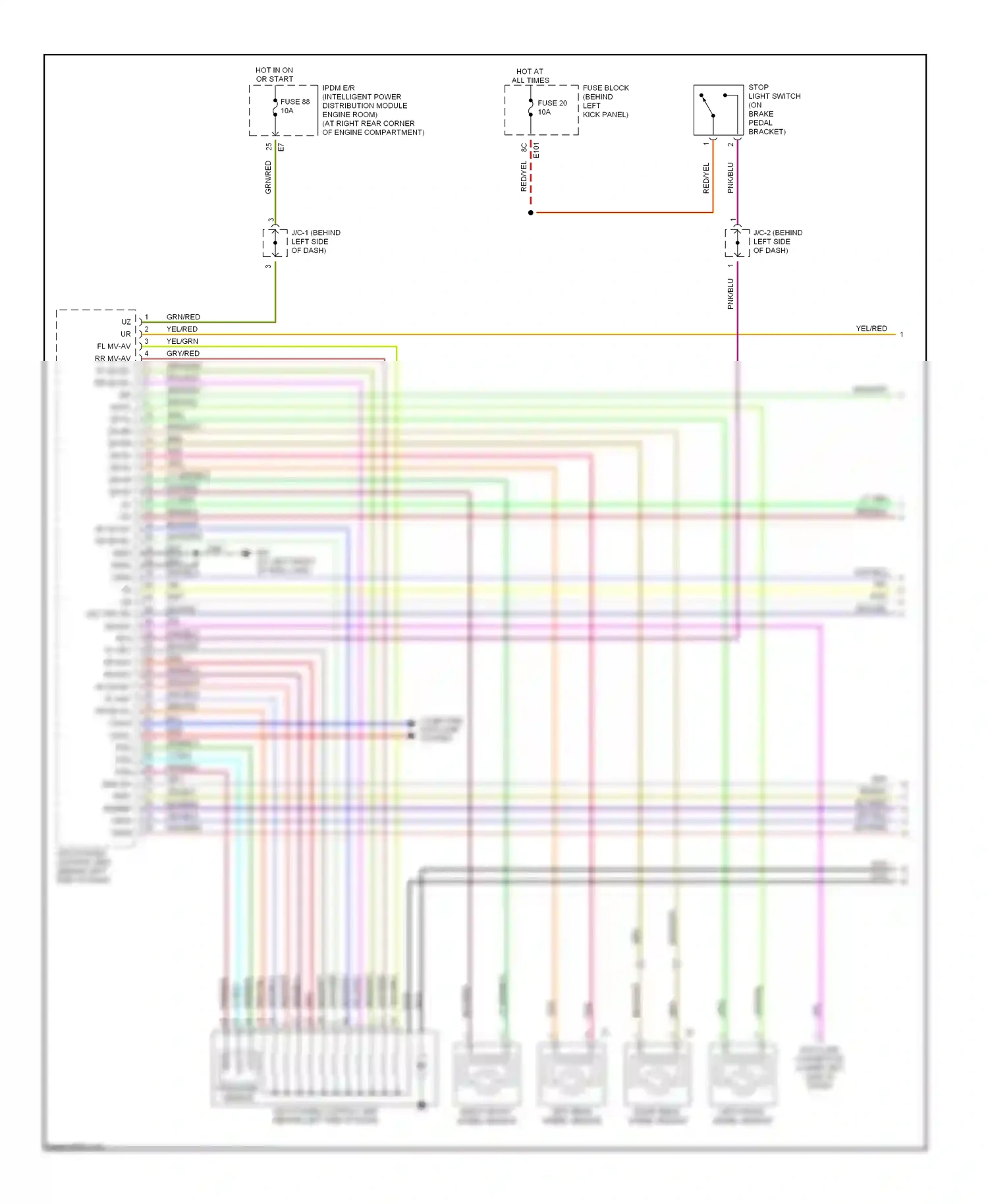 Wiring diagram left front wheel sensor for Nissan 350Z I (2002-2005) (3 of 3)
