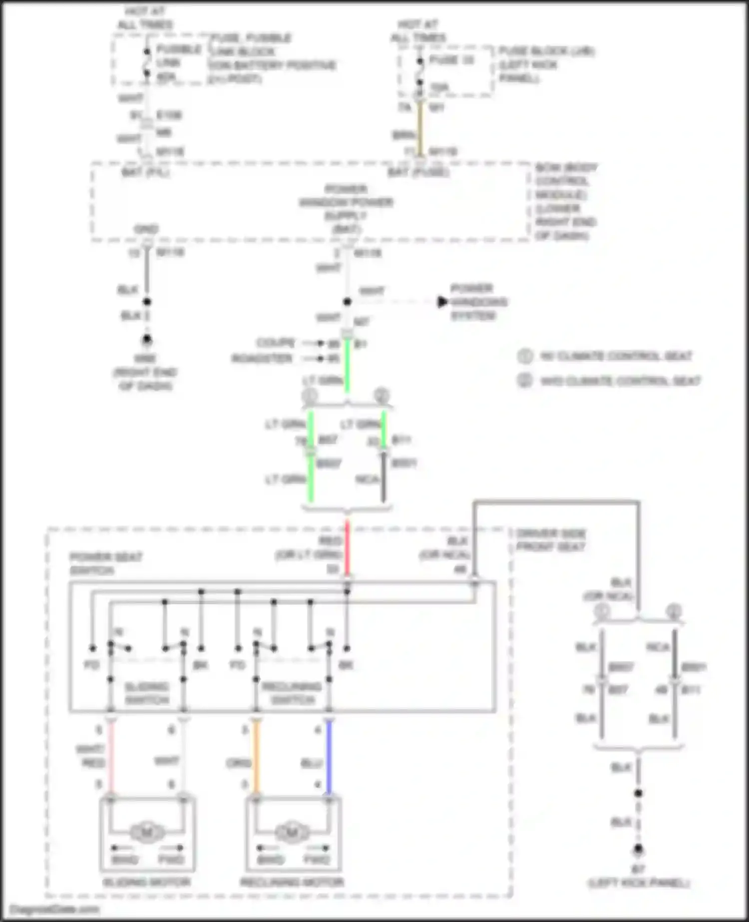 370Z Nissan I facelift (2012-2020): Driver power seat circuit