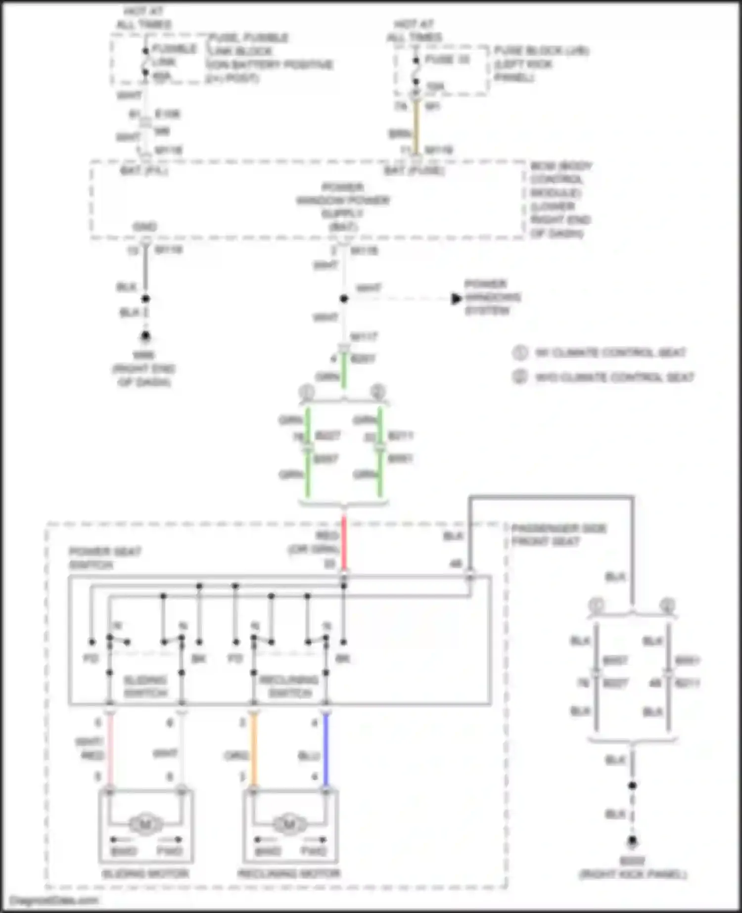 370Z Nissan I facelift (2012-2020): Passenger power seat circuit