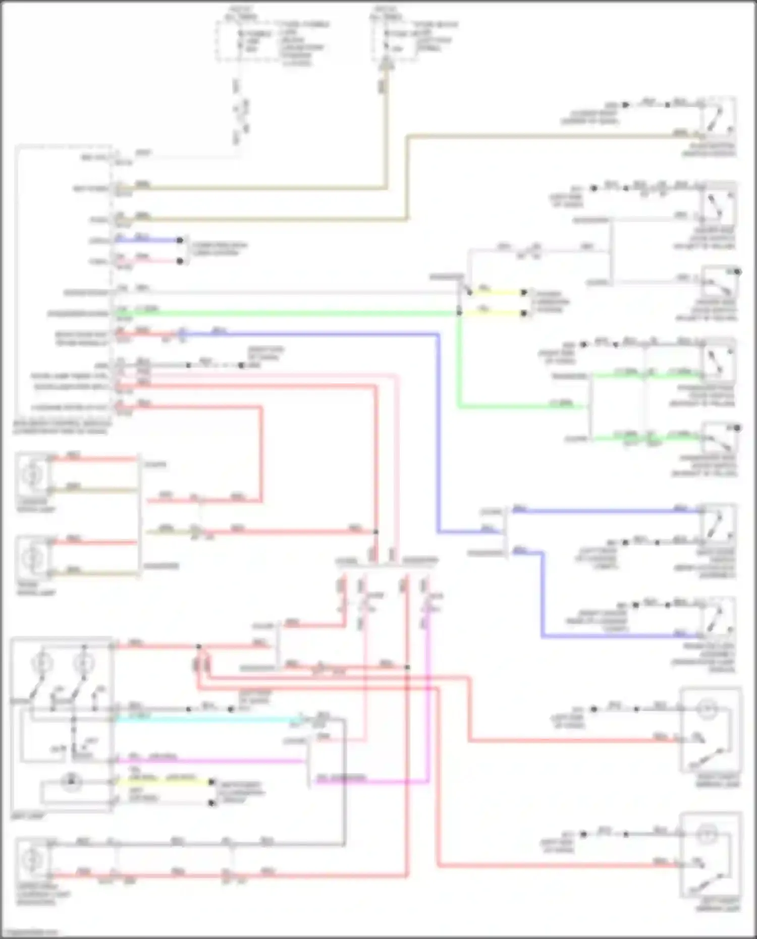 Wiring diagram left vanity mirror lamp for Nissan 370Z I facelift (2012-2020) (1 of 2)