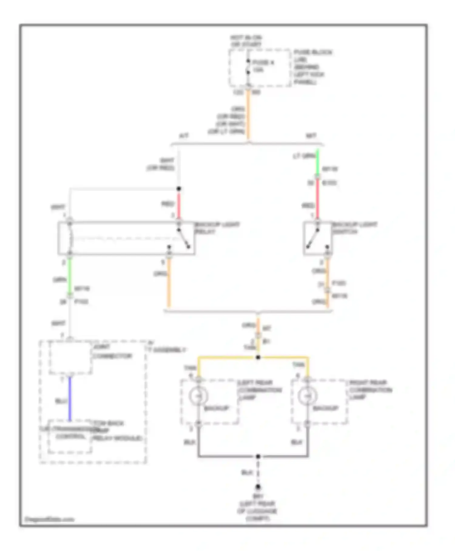 Wiring diagram backup light switch for Nissan 370Z I (2008-2014) (1 of 3)