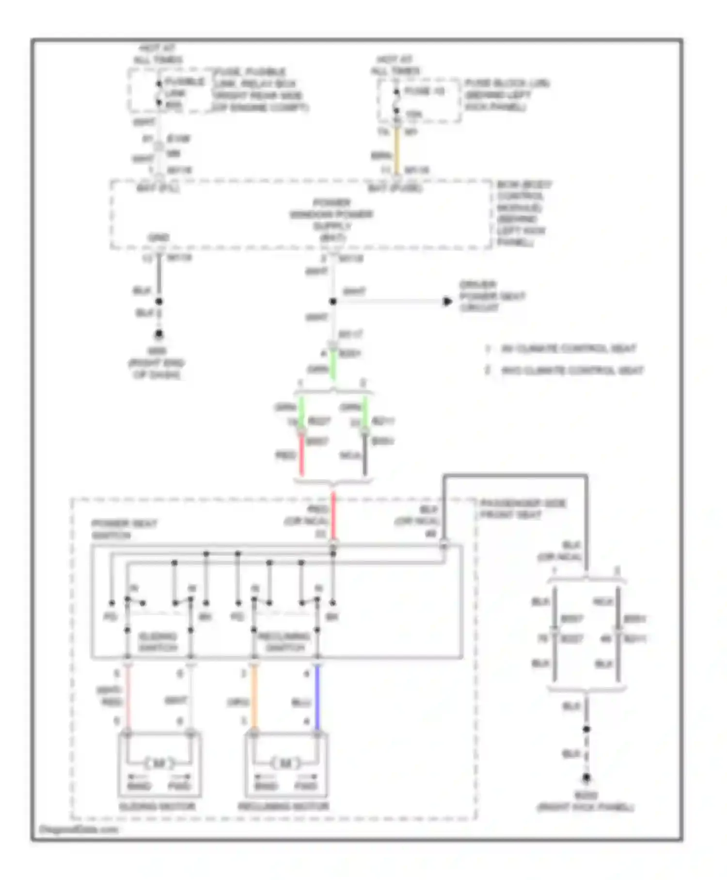 Wiring diagram driver power seat circuit for Nissan 370Z I (2008-2014) (1 of 1)