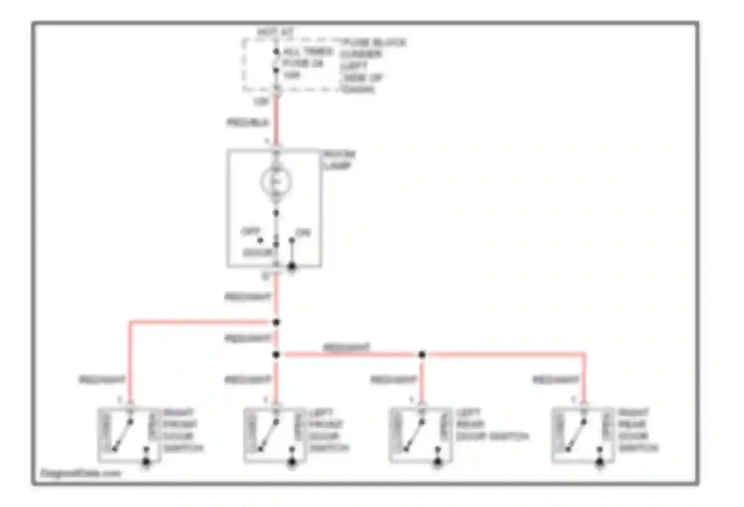Altima Nissan L30 facelift (1999-2001): Courtesy lamps circuit, without power door locks