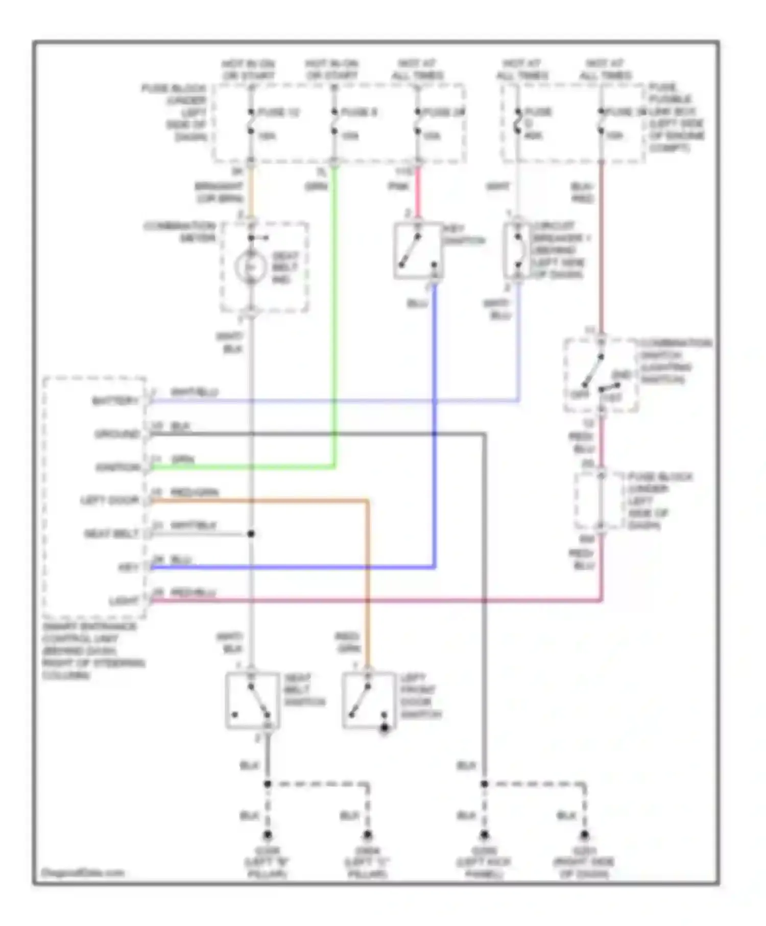 Altima Nissan L30 (1997-1999): Warning system circuits, with door locks