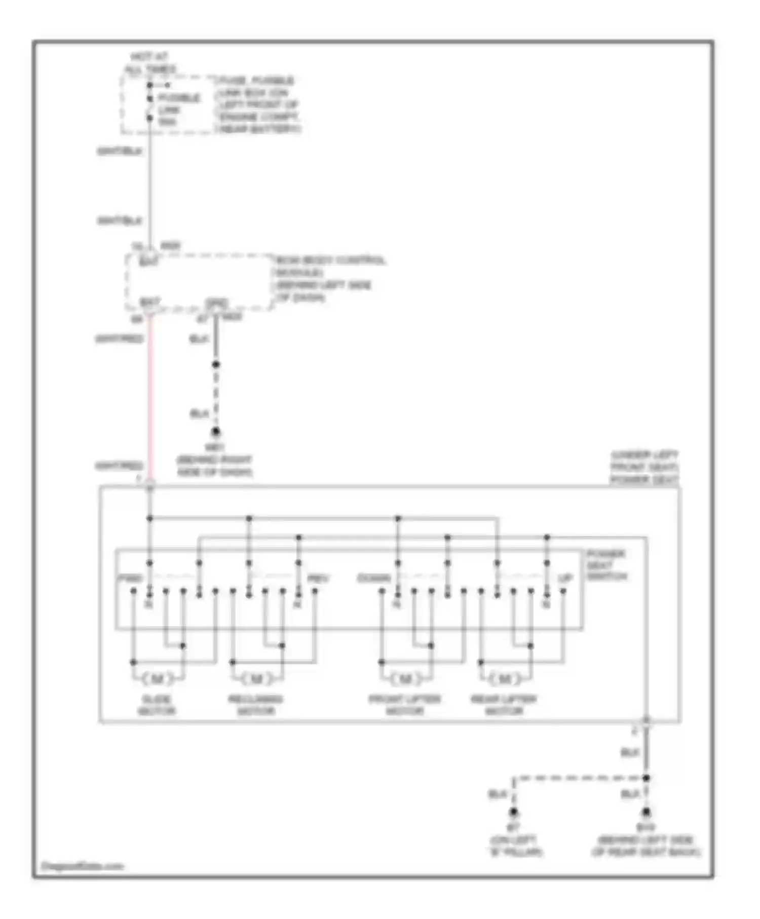 Altima Nissan L31 facelift (2004-2006): Power seat circuit
