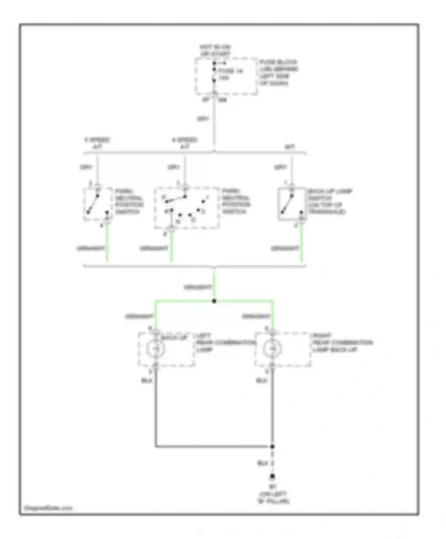 Wiring diagram left rear combination lamp for Nissan Altima L31 facelift (2004-2006) (1 of 1)