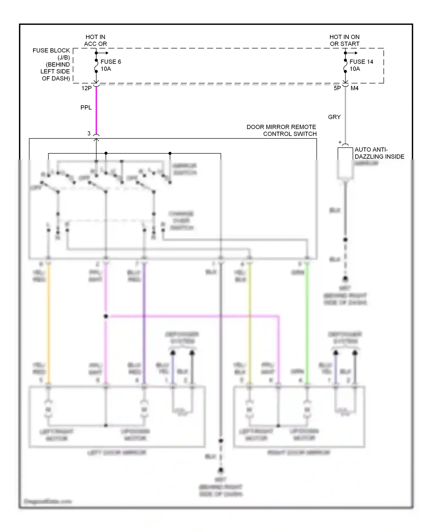 Nissan Altima L31 facelift (2004-2006) mirror switch wiring diagram  (1 of 1)