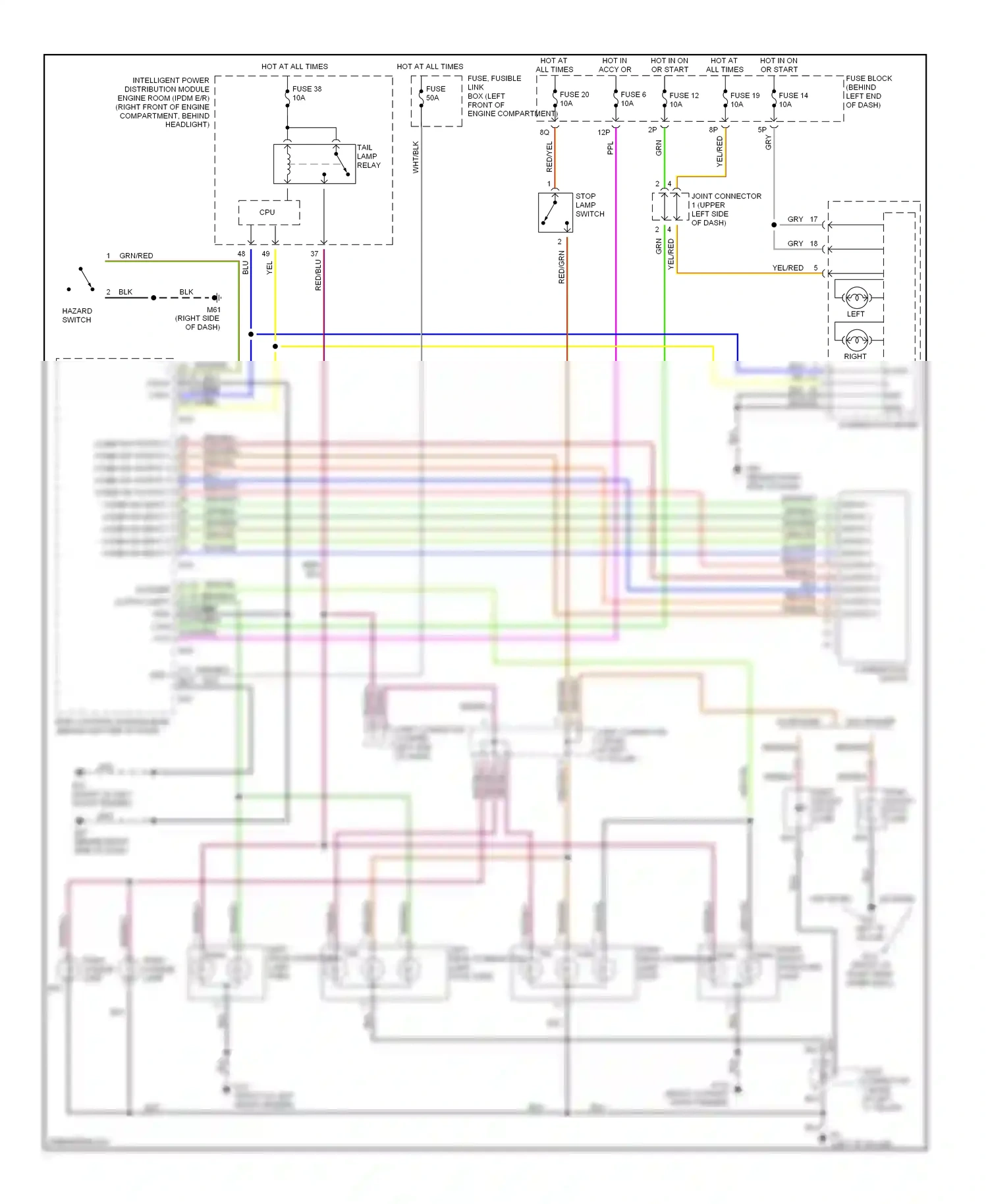 Wiring diagram hazard switch for Nissan Altima L31 (2001-2004) (1 of 2)