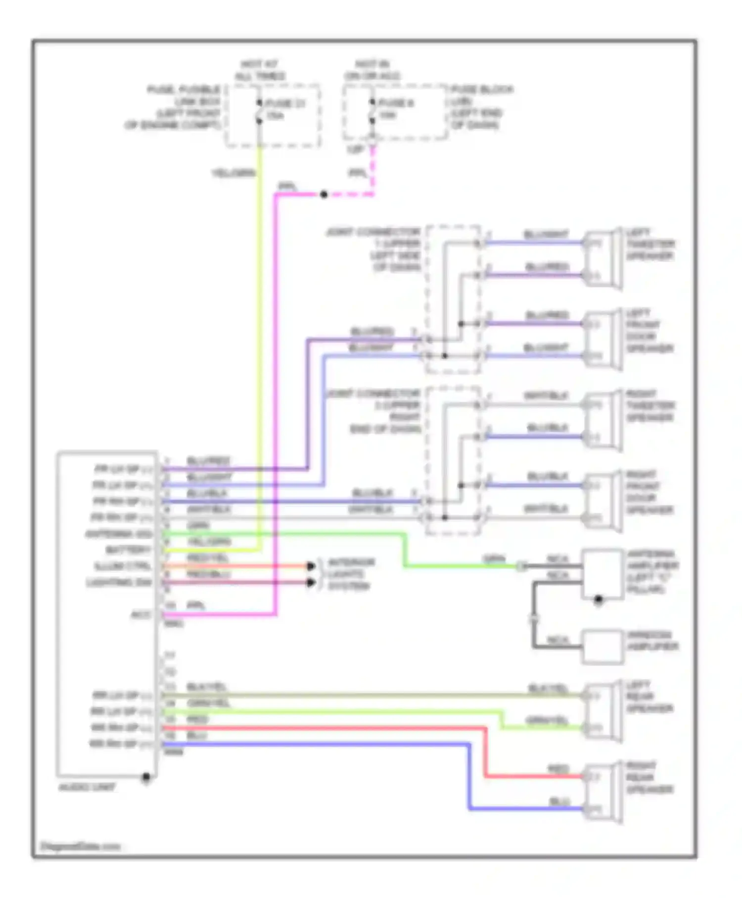 Wiring diagram left tweeter speaker for Nissan Altima L31 (2001-2004) (1 of 3)