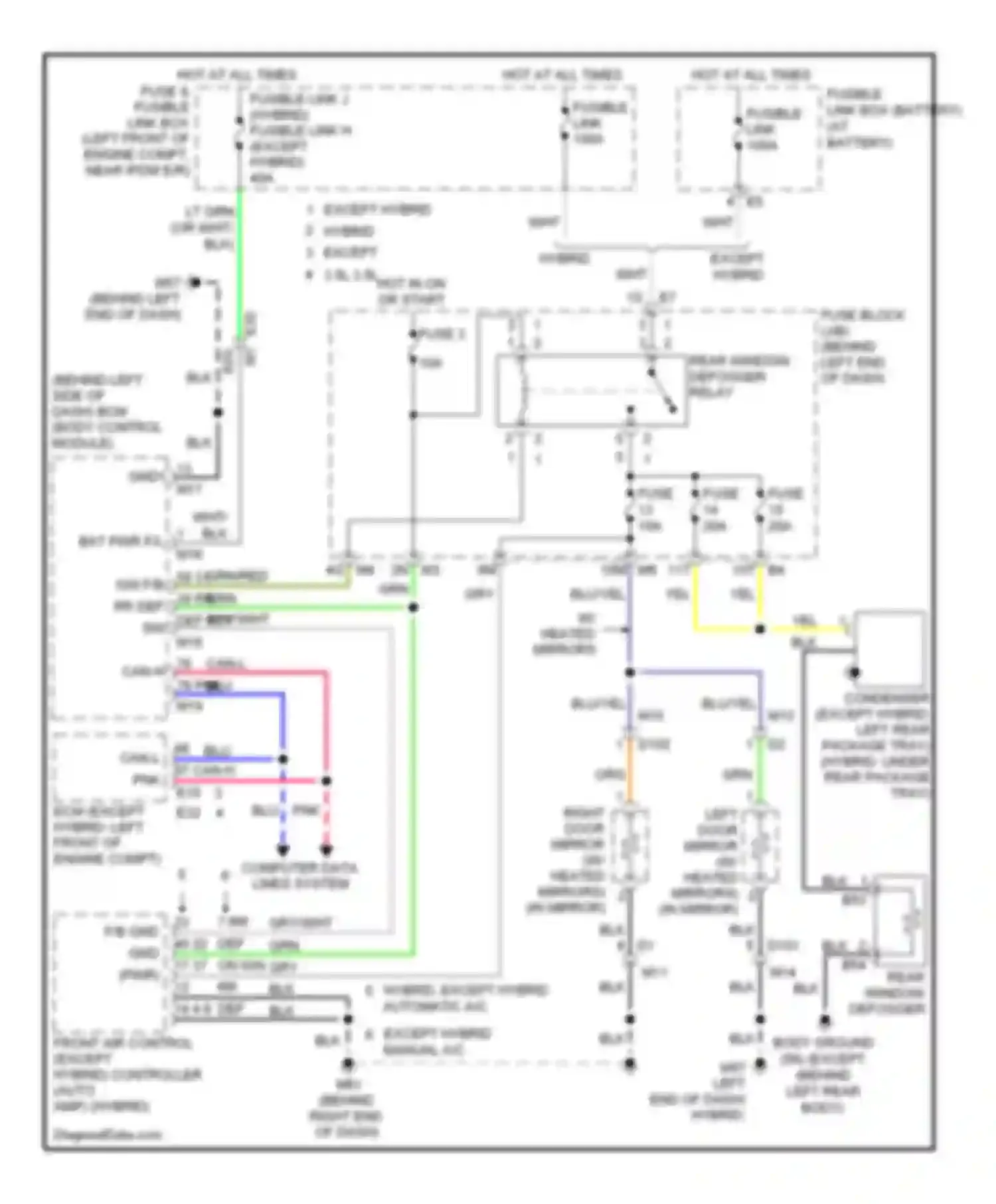 Altima Nissan L32 facelift (2009-2013): Defoggers circuit