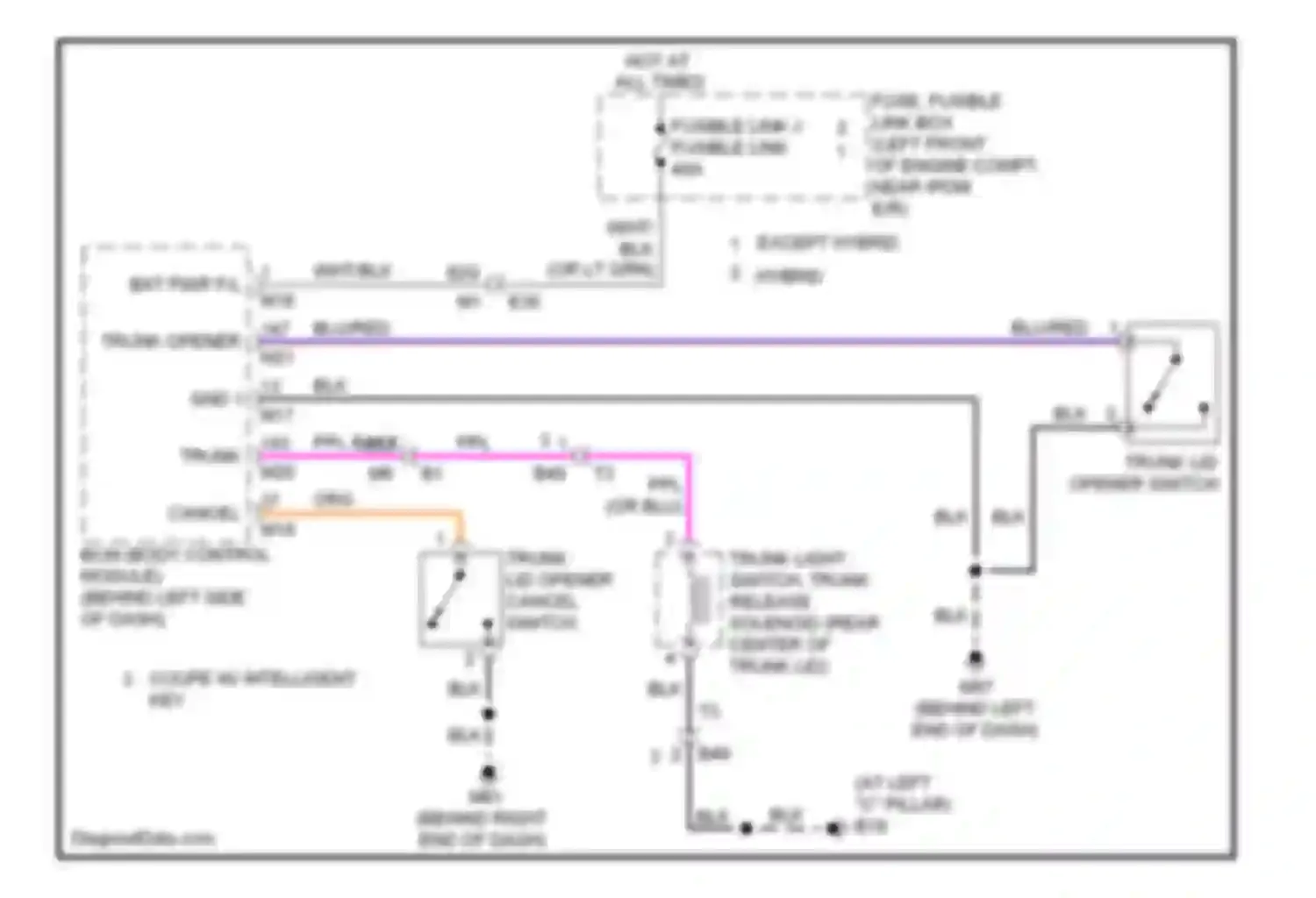 Wiring diagram trunk lid opener switch for Nissan Altima L32 facelift (2009-2013) (1 of 1)