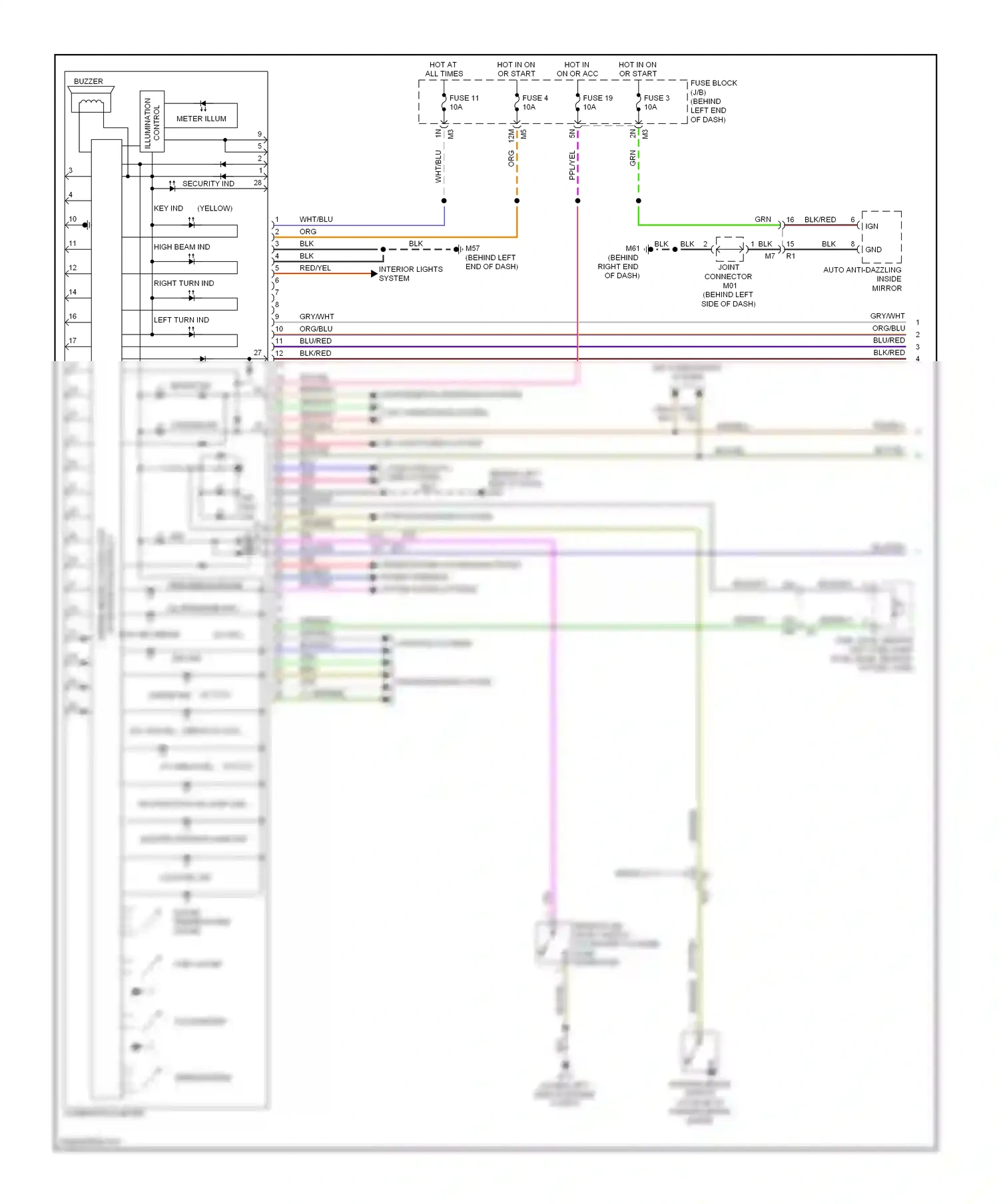 Nissan Altima L32 facelift (2009-2013) warning systems wiring diagram  (1 of 2)
