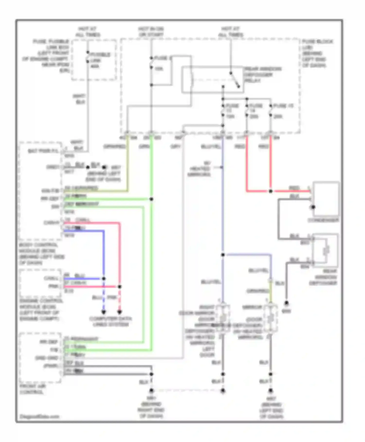 Altima Nissan L32 (2006-2009): Defoggers circuit