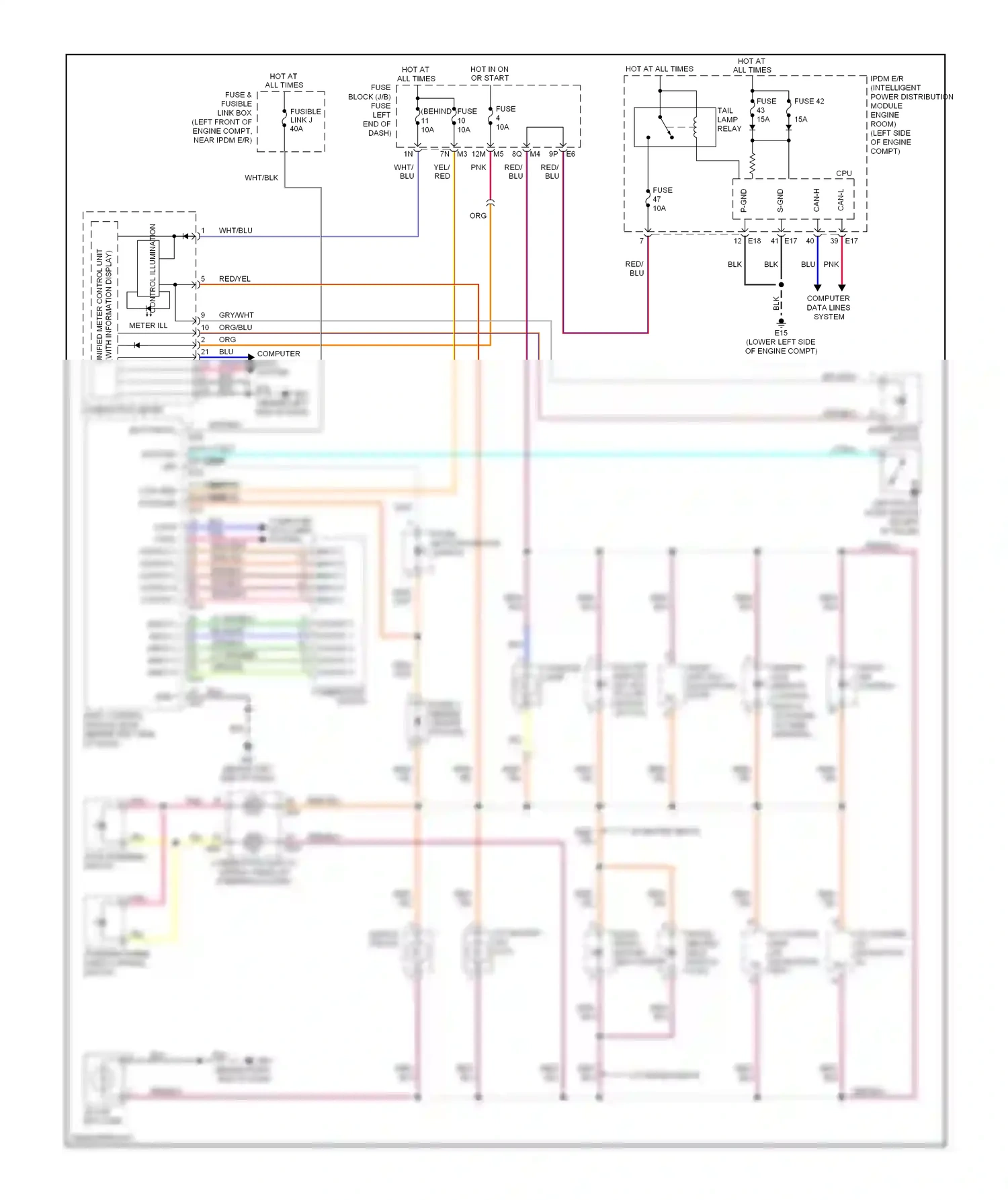 Wiring diagram combination meter for Nissan Altima L32 (2006-2009) (14 of 24)