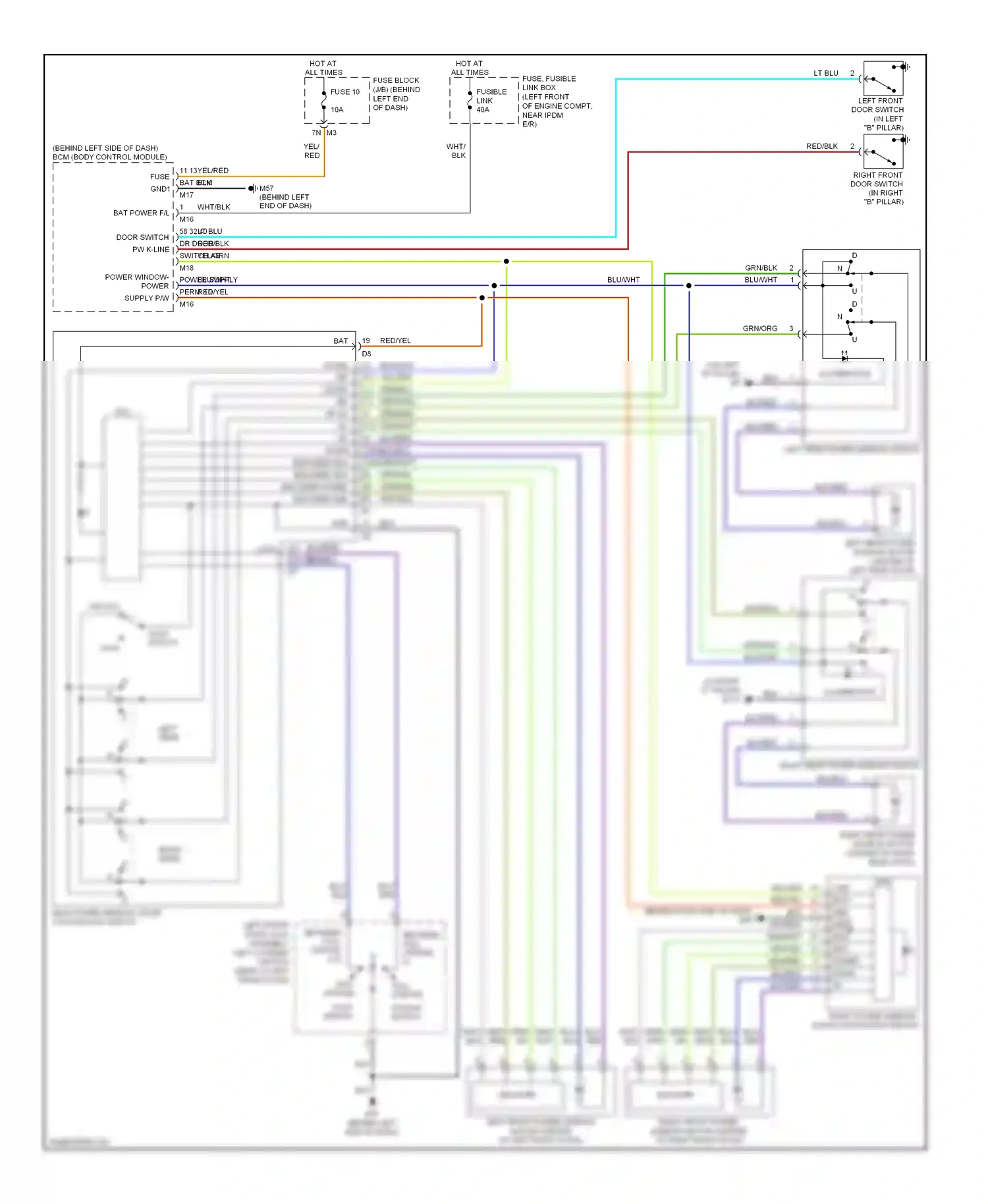 Wiring diagram lock switch lock for Nissan Altima L32 (2006-2009) (1 of 2)