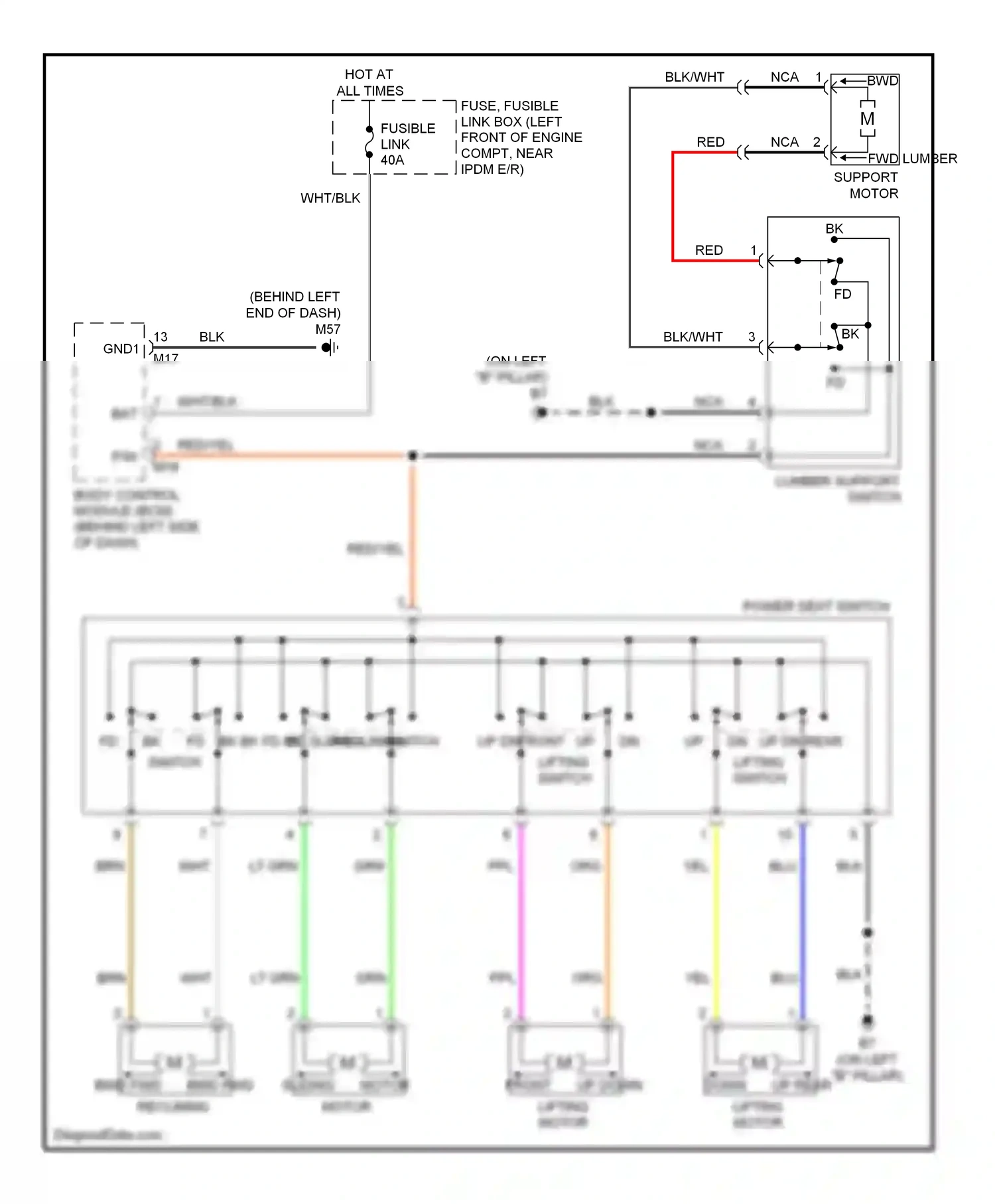 Wiring diagram up dn front lifting switch for Nissan Altima L32 (2006-2009) (1 of 1)