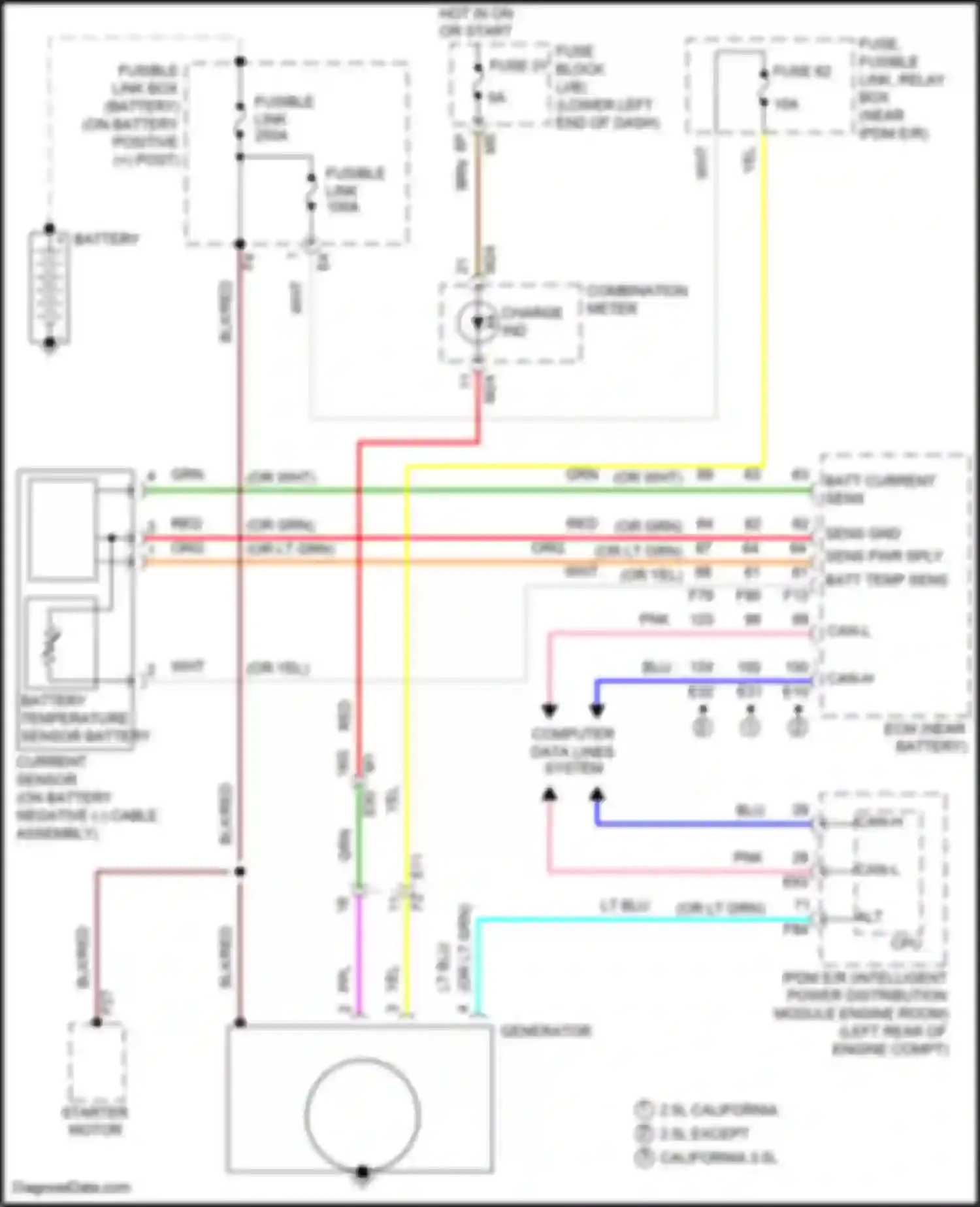 Wiring diagram battery temperature sensor battery current sensor for Nissan Altima L33 facelift (2015-2018) (1 of 1)