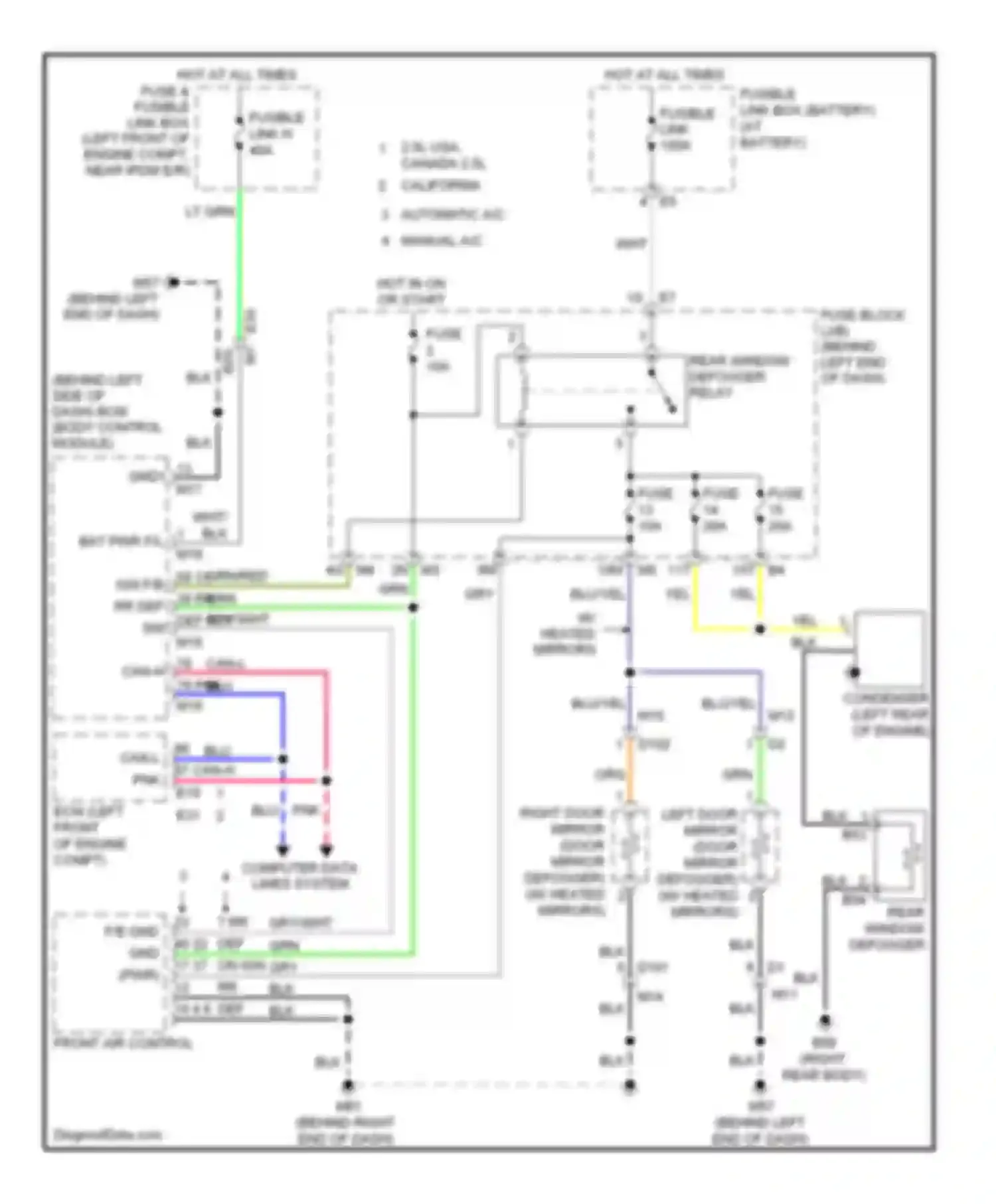Altima Nissan L33 (2012-2015): Defoggers circuit, coupe