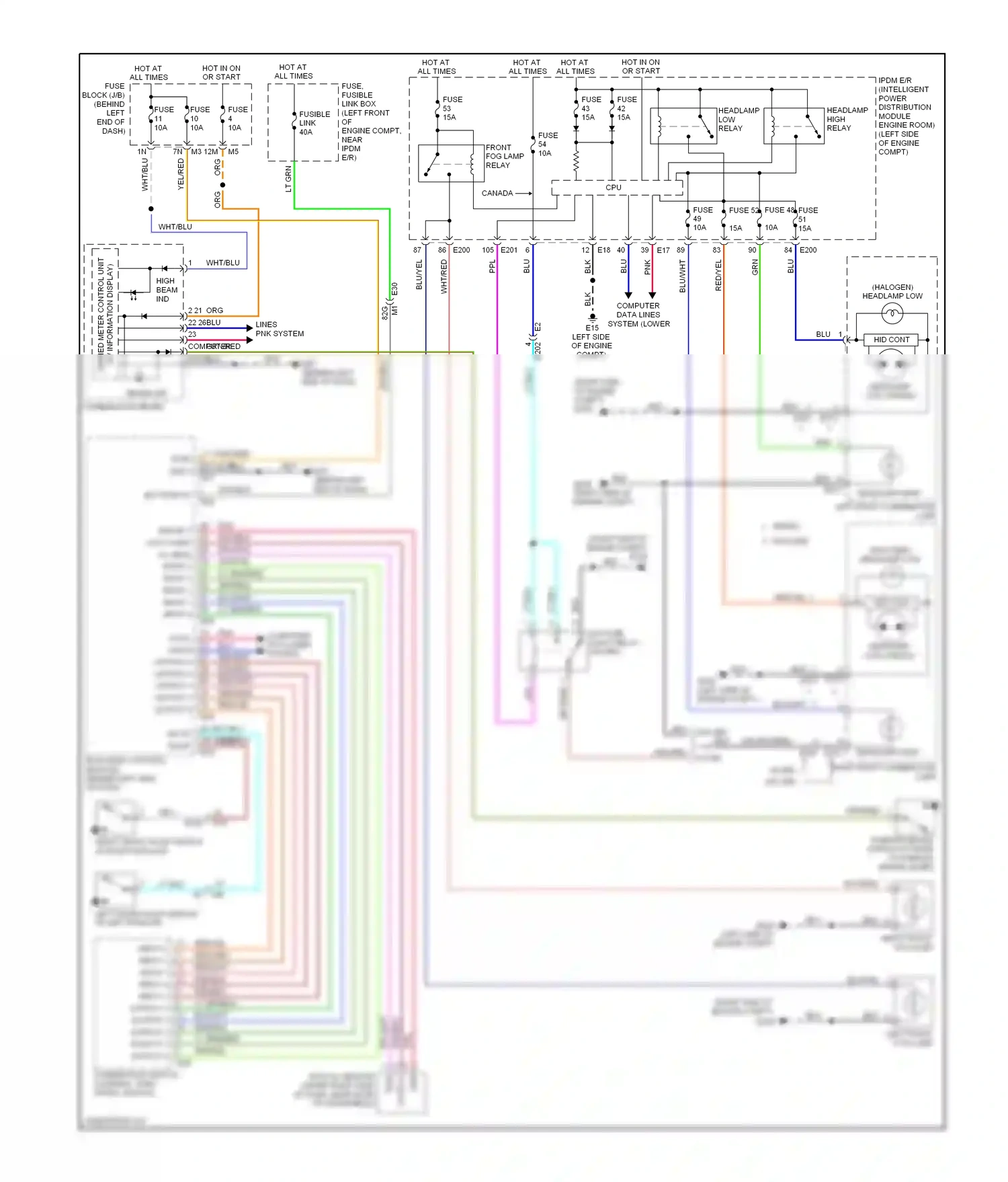 Wiring diagram left front combination lamp for Nissan Altima L33 (2012-2015) (2 of 3)