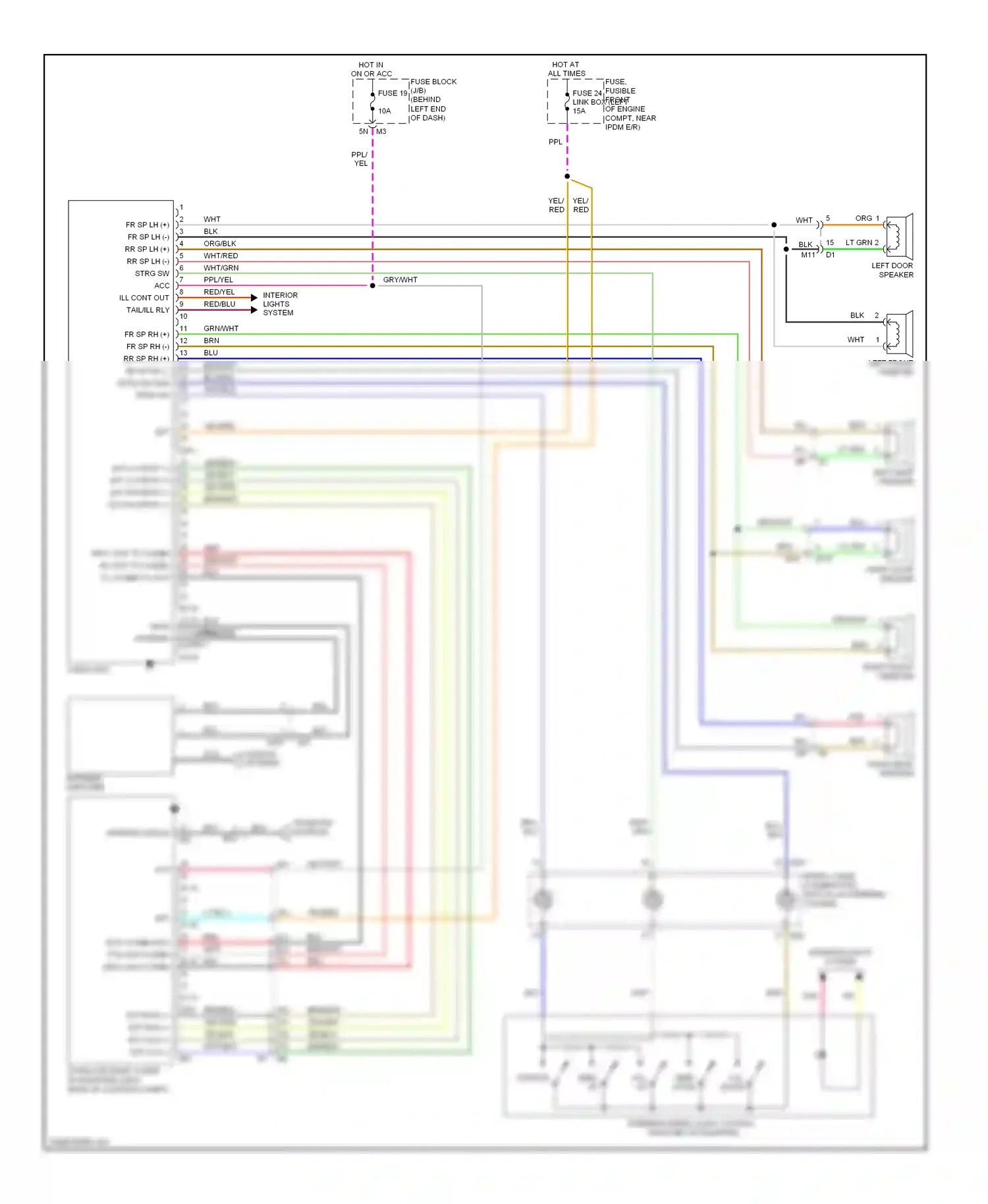 Wiring diagram left front tweeter for Nissan Altima L33 (2012-2015) (1 of 4)