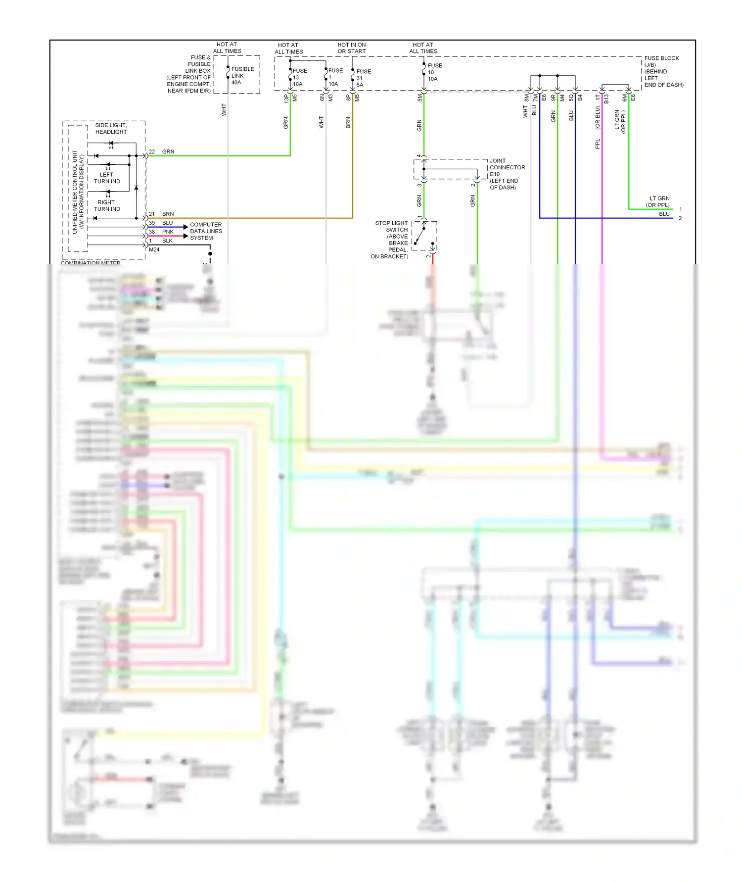 Nissan Altima L33 (2012-2015) side light, headlight wiring diagram  (1 of 1)