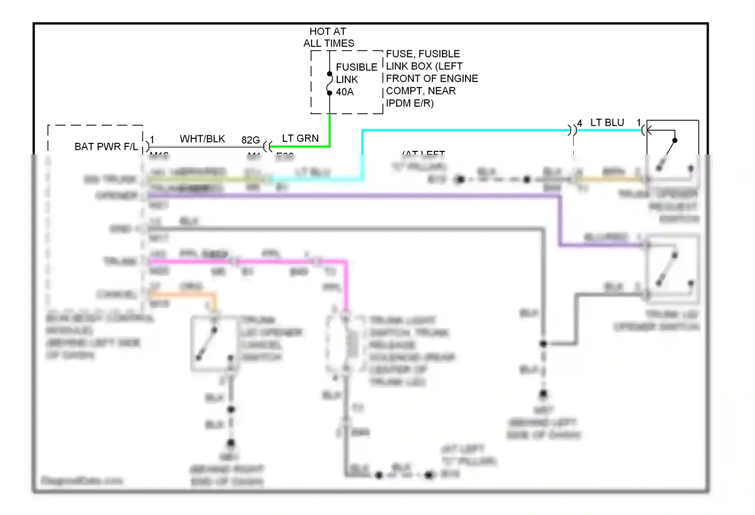 Wiring diagram trunk opener request switch for Nissan Altima L33 (2012-2015) (5 of 6)