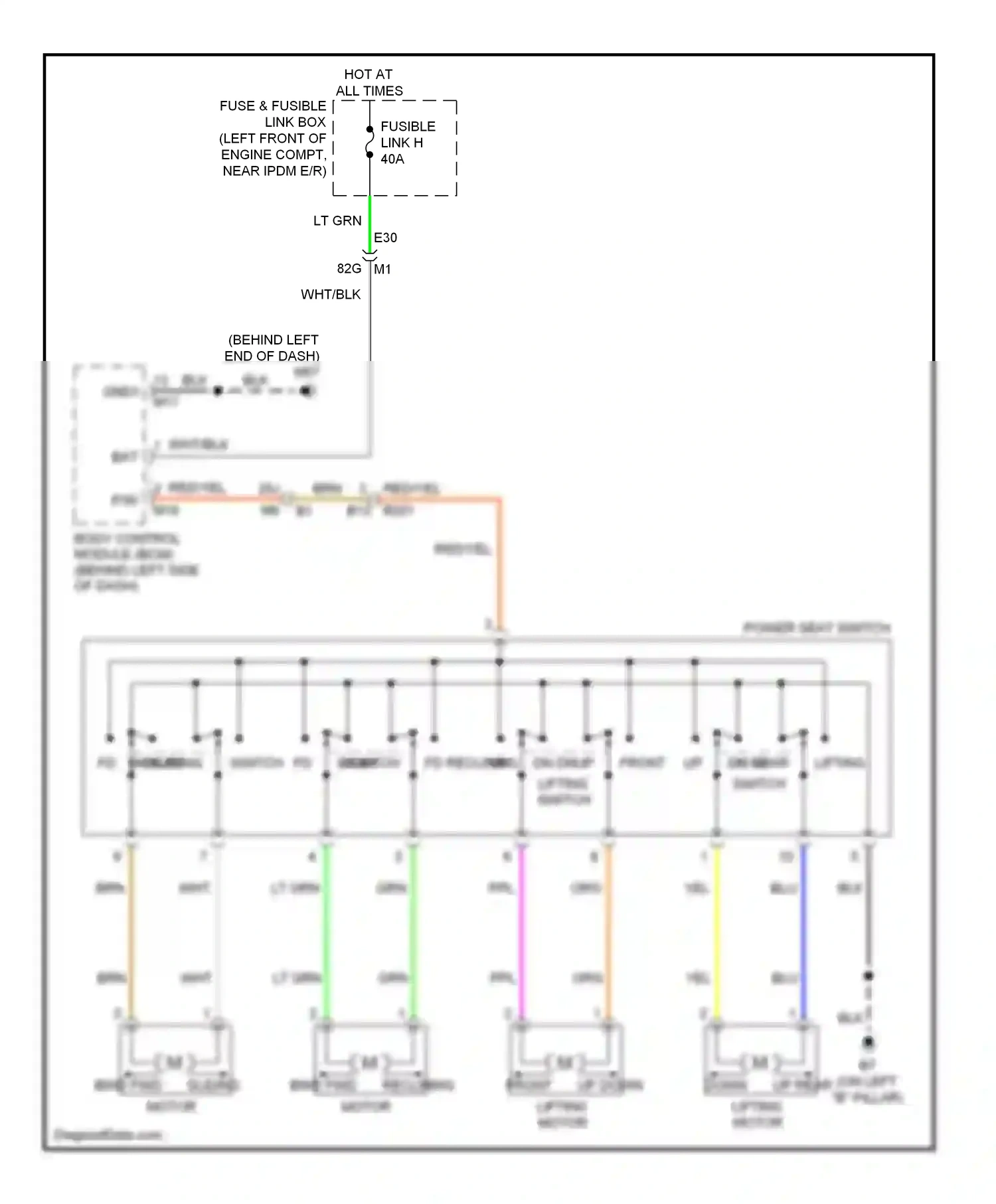 Wiring diagram up dn dn front lifting switch for Nissan Altima L33 (2012-2015) (1 of 1)