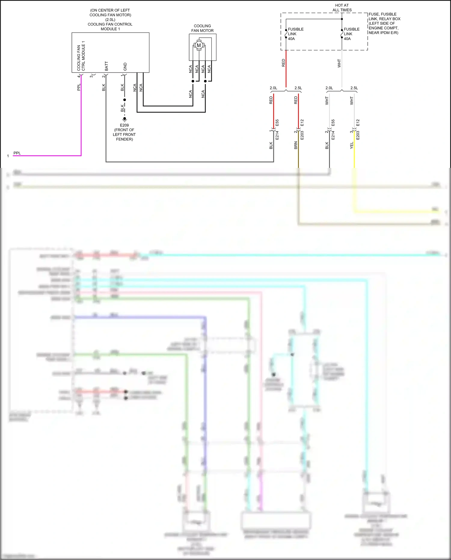 Wiring diagram engine coolant temperature sensor for Nissan Altima L34 facelift (2022-2024) (1 of 2)