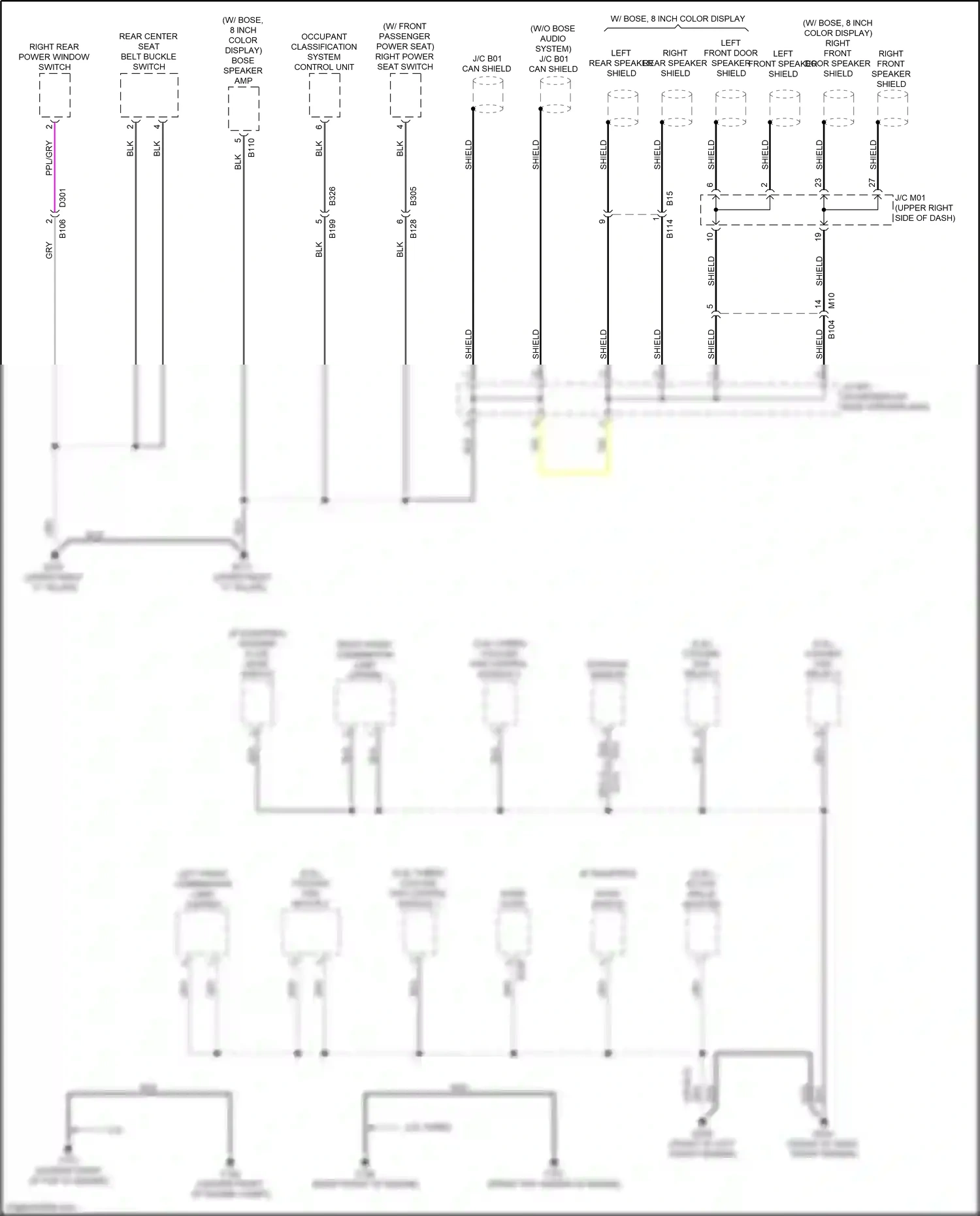 Wiring diagram occupant classification system control unit for Nissan Altima L34 facelift (2022-2024) (3 of 5)