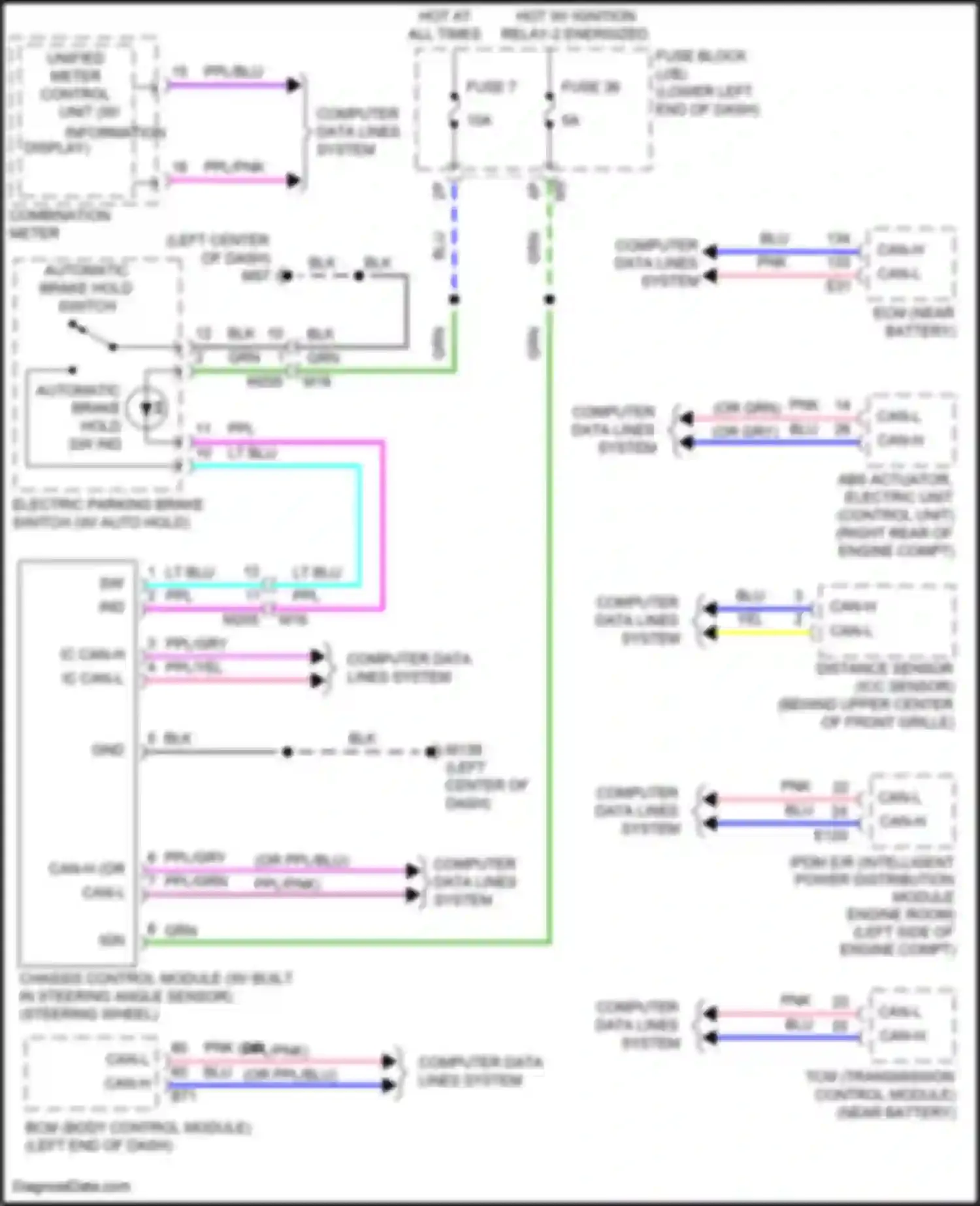 Wiring diagram combination meter for Nissan Altima L34 (2018-2024) (34 of 39)