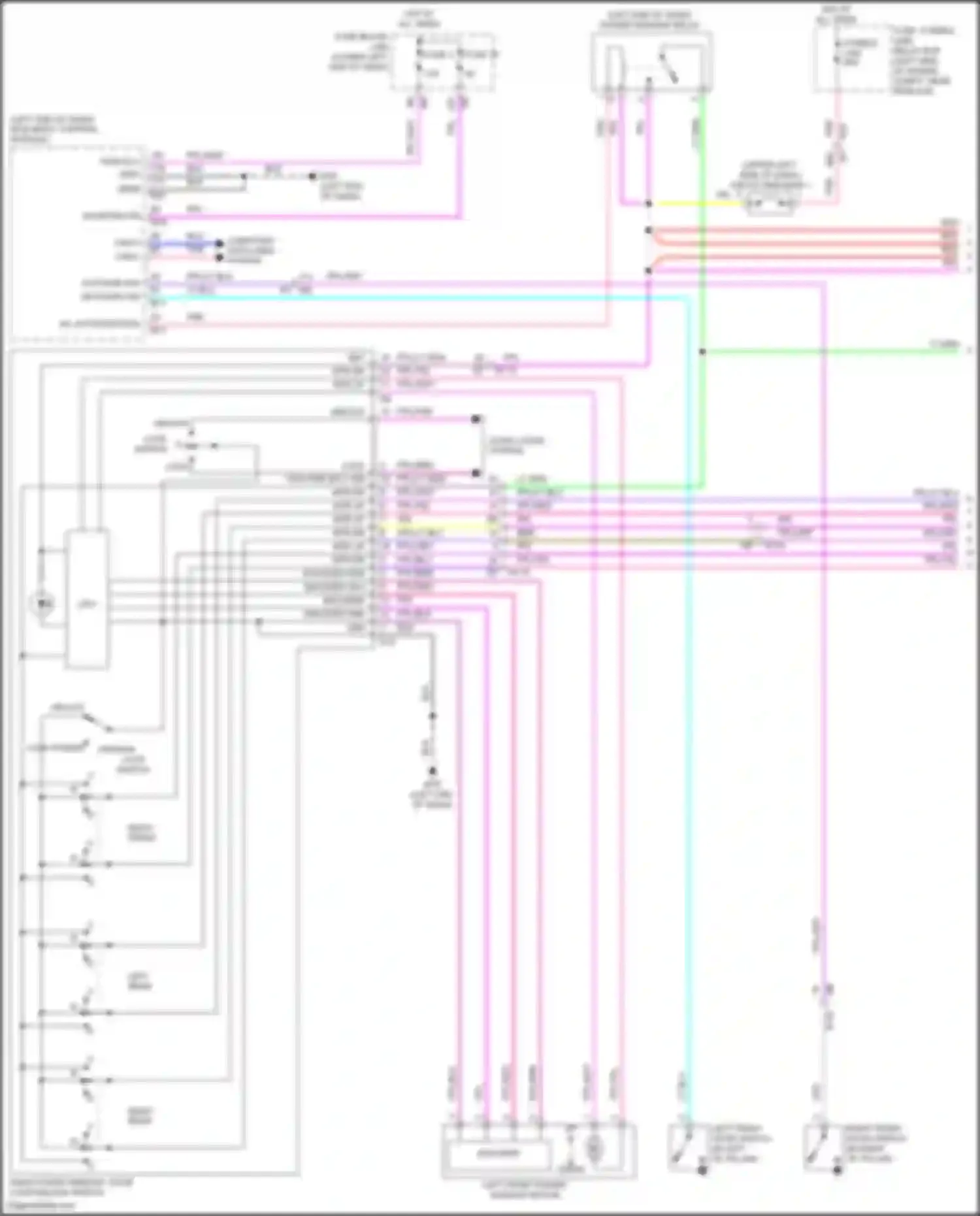 Wiring diagram main power window, door lock/unlock switch for Nissan Altima L34 (2018-2024) (3 of 4)