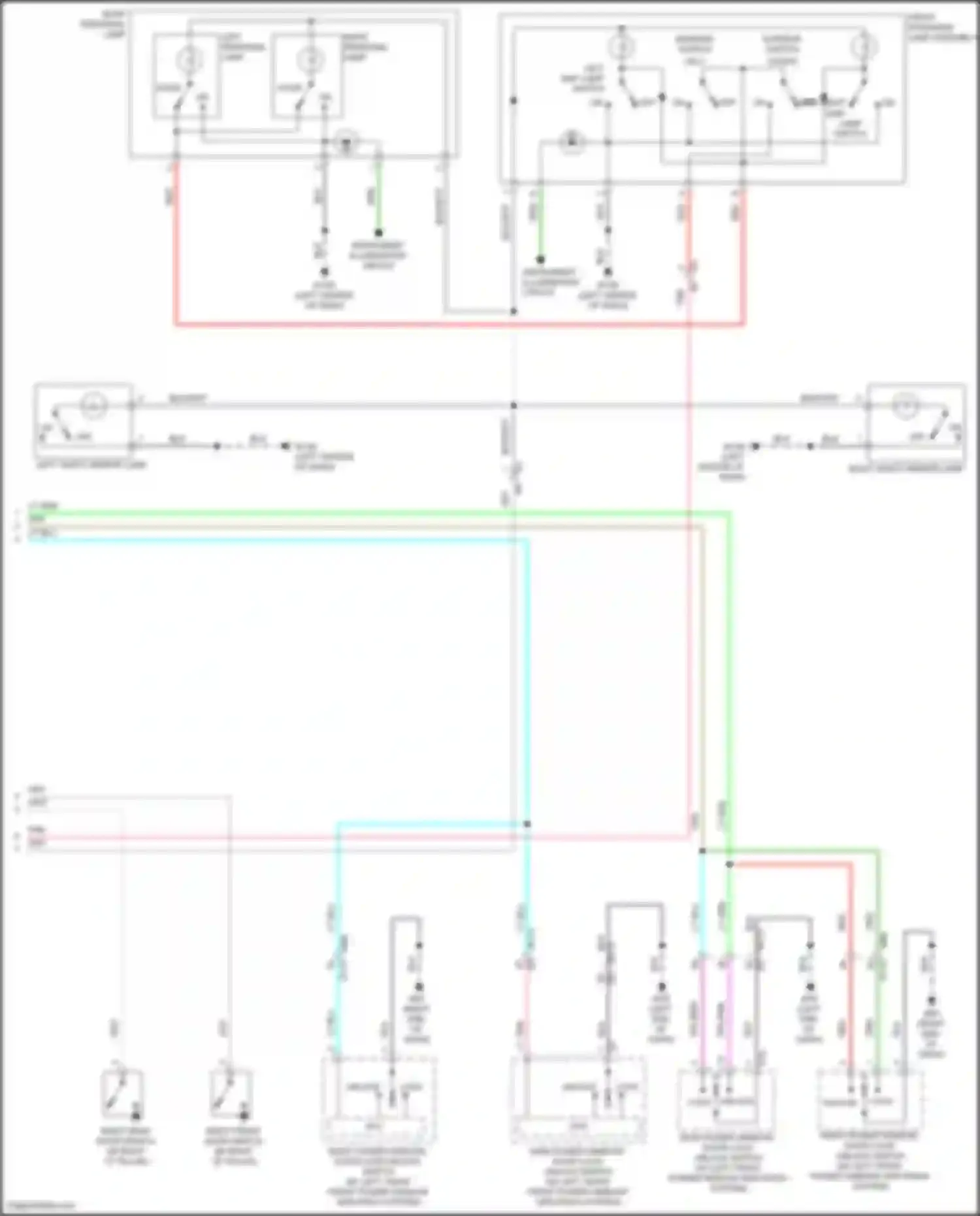 Wiring diagram right power window, door lock/ unlock switch for Nissan Altima L34 (2018-2024) (1 of 3)