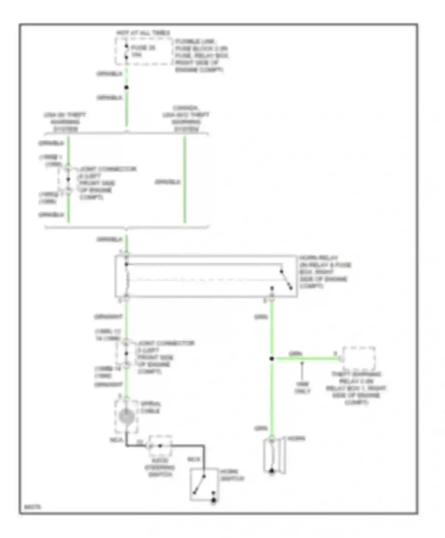 Altima Nissan U13 (1992-1997): Horn circuit
