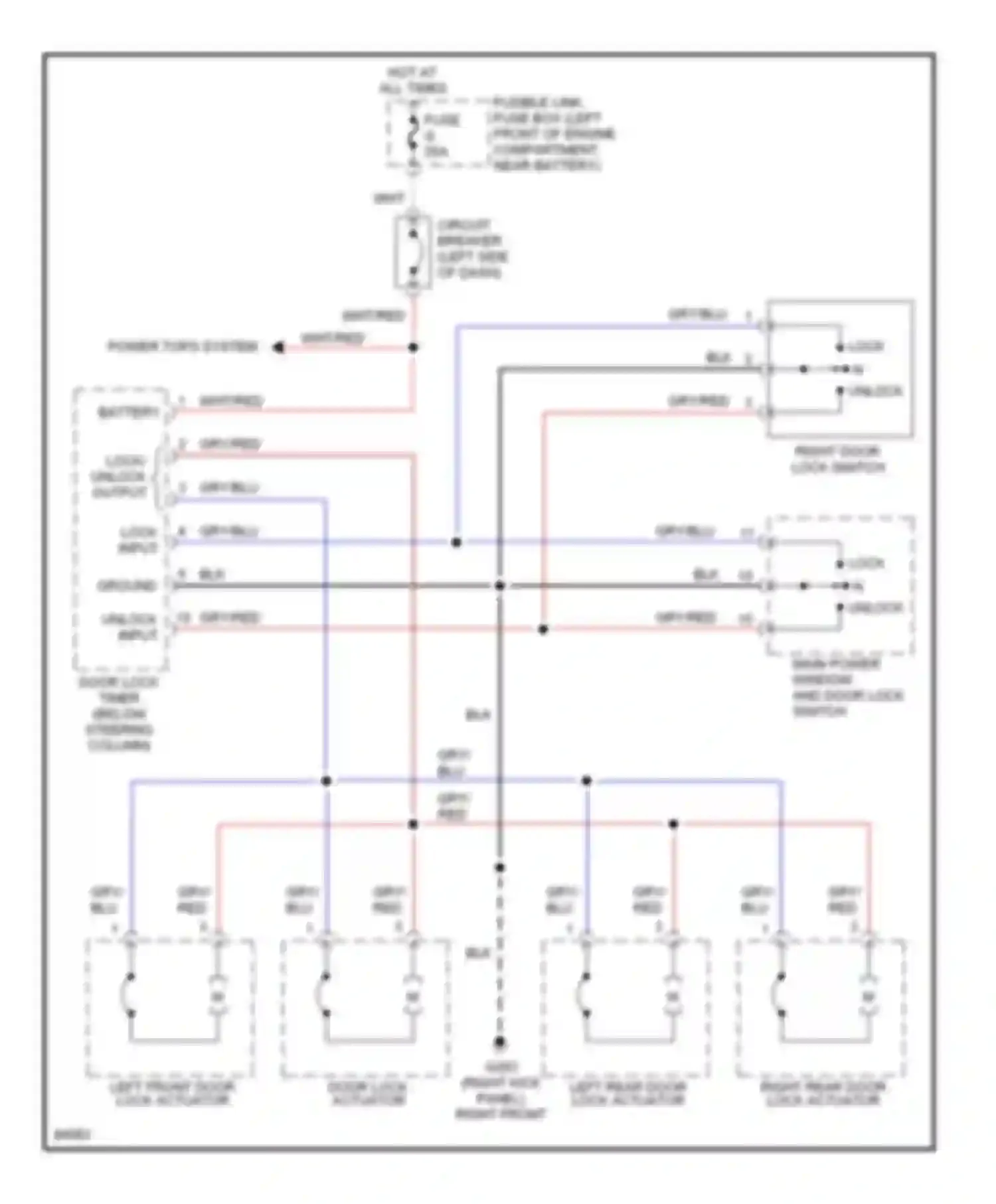 Altima Nissan U13 (1992-1997): Power door lock circuit