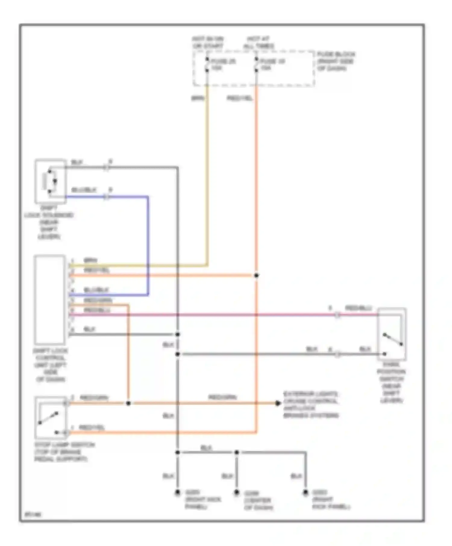 Altima Nissan U13 (1992-1997): Shift interlock circuit
