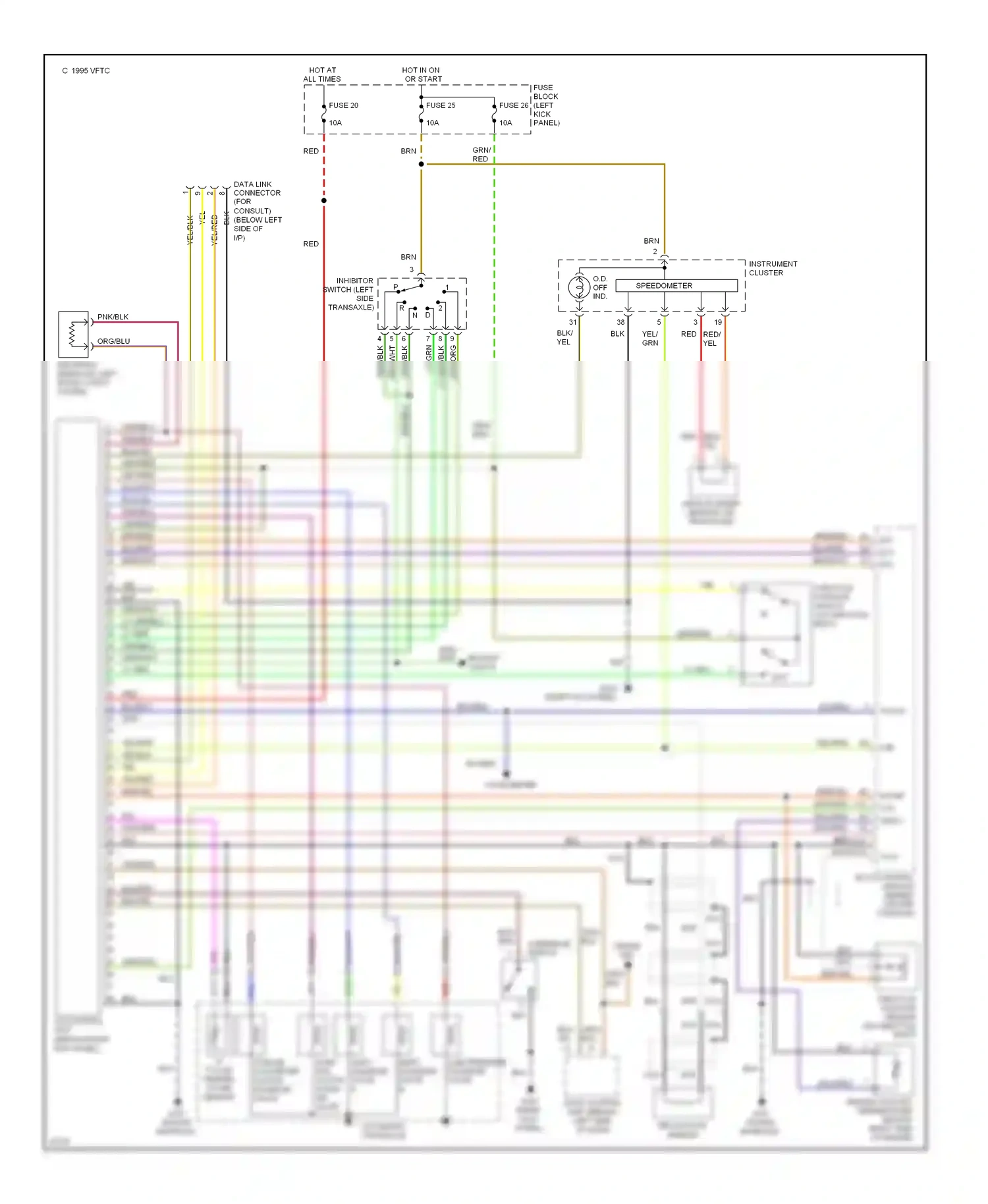 Wiring diagram automatic transaxle for Nissan Altima U13 (1992-1997) (1 of 1)