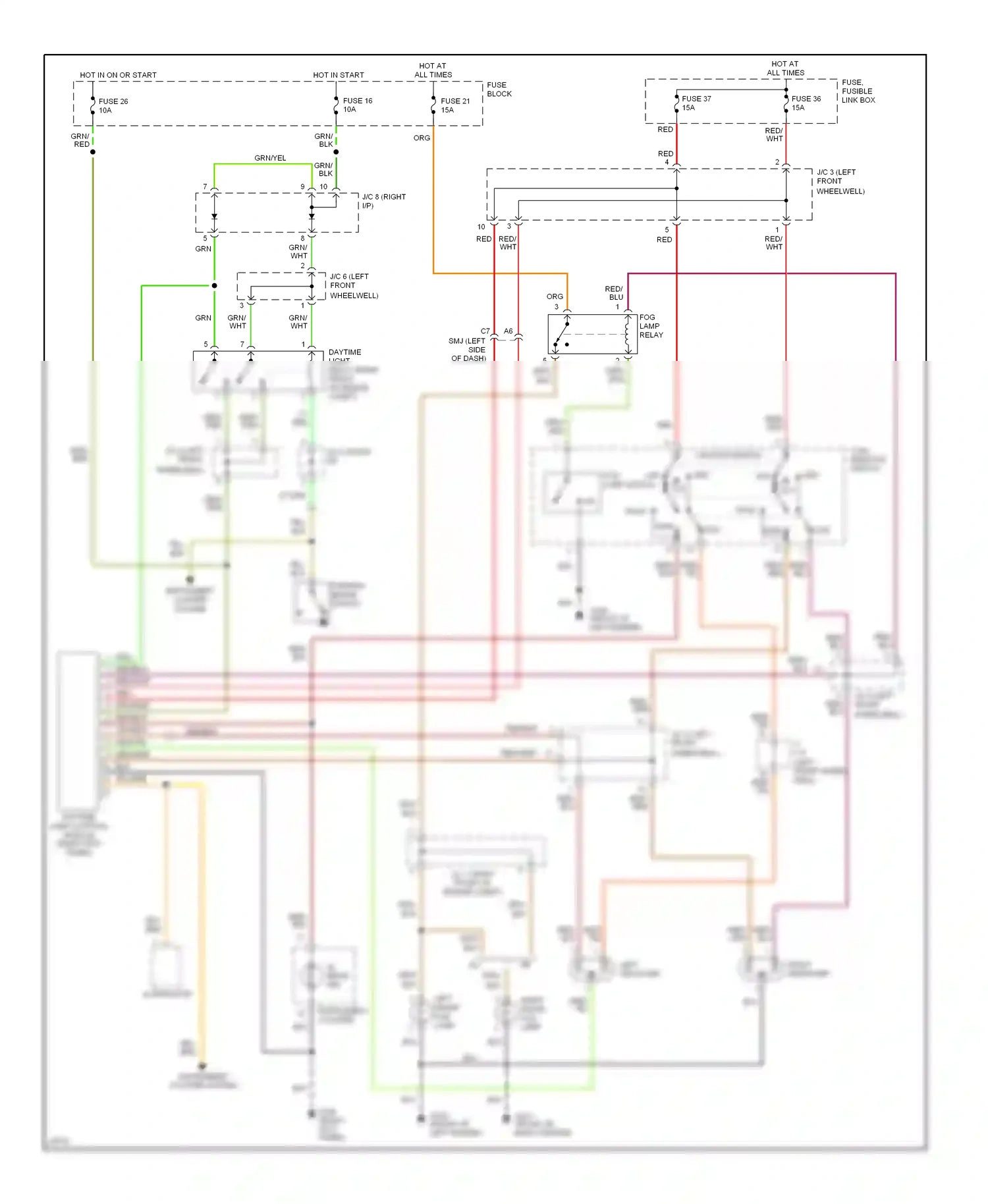 Wiring diagram com- bination switch for Nissan Altima U13 (1992-1997) (1 of 1)