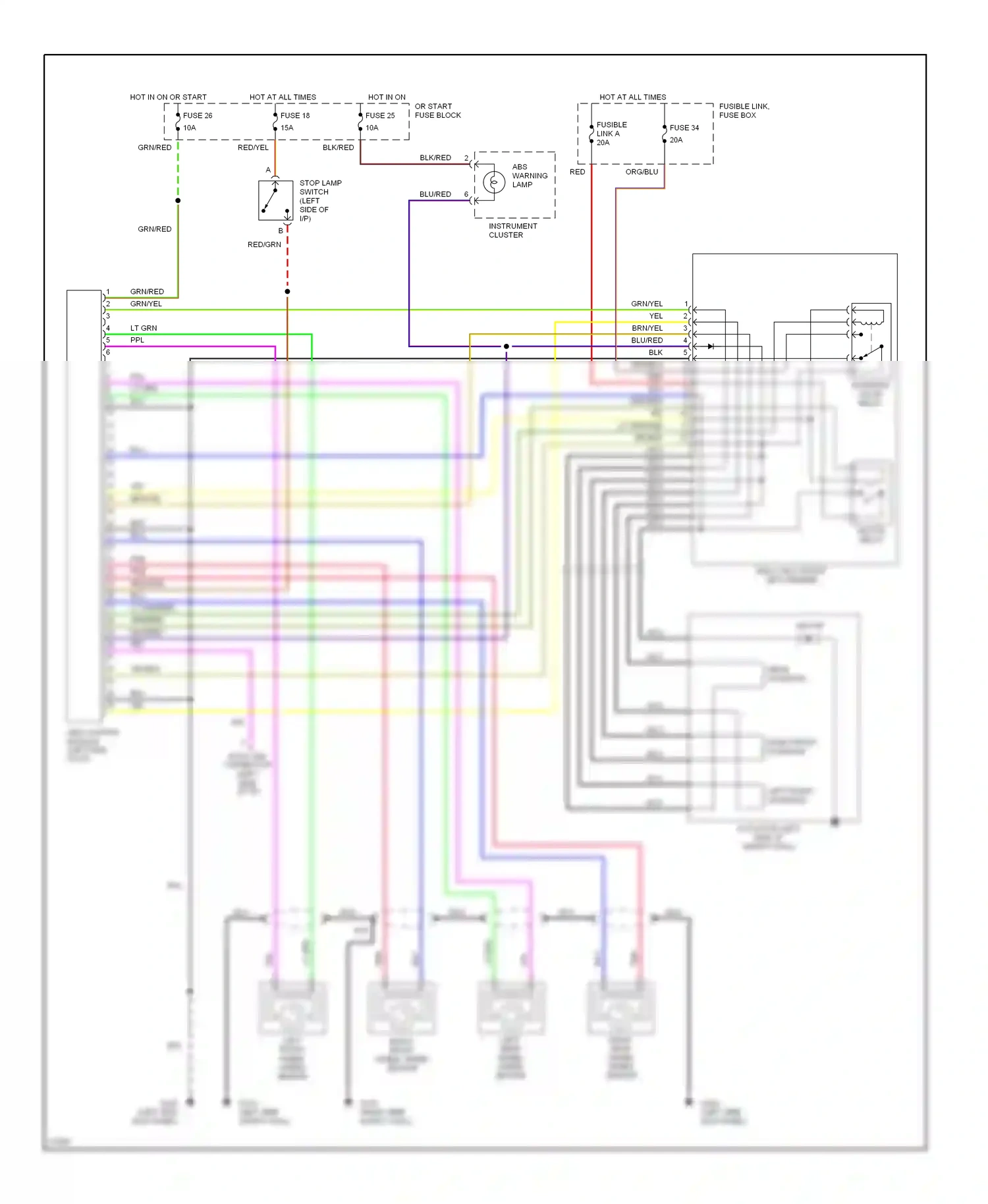 Wiring diagram left front wheel speed sensor for Nissan Altima U13 (1992-1997) (1 of 1)