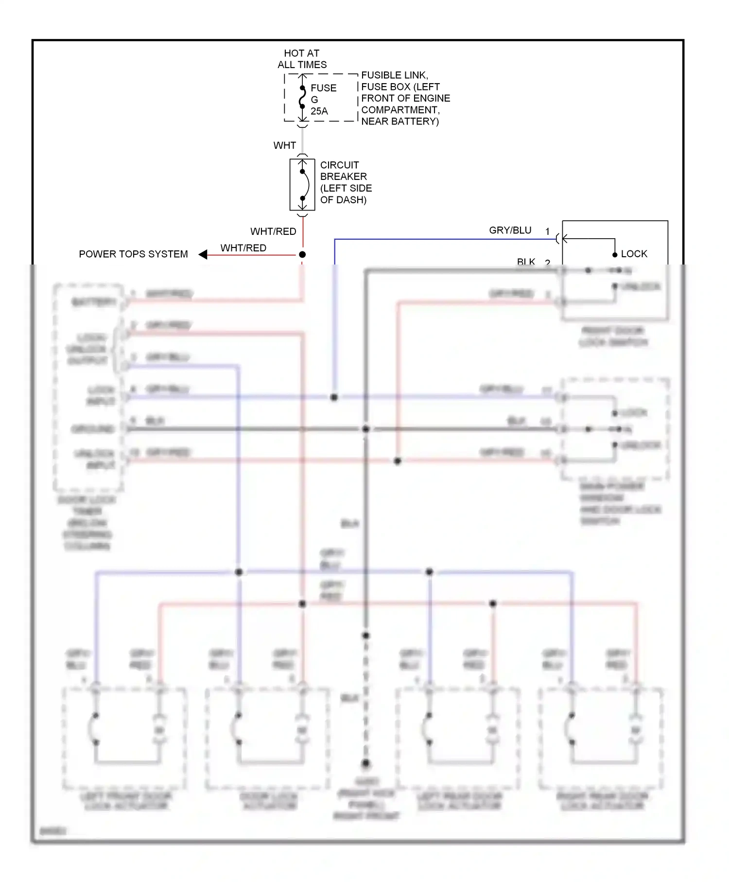 Wiring diagram lock input for Nissan Altima U13 (1992-1997) (1 of 1)