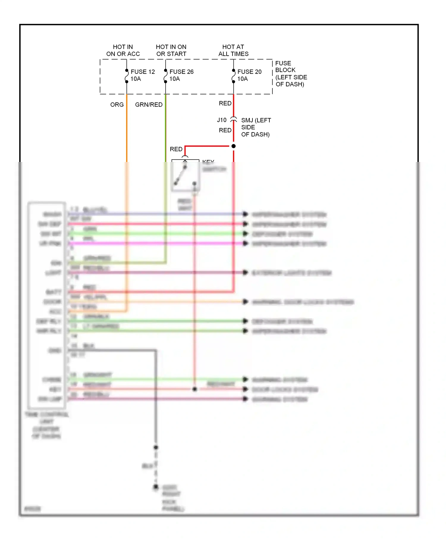 Wiring diagram warning system door locks system warning system for Nissan Altima U13 (1992-1997) (1 of 1)