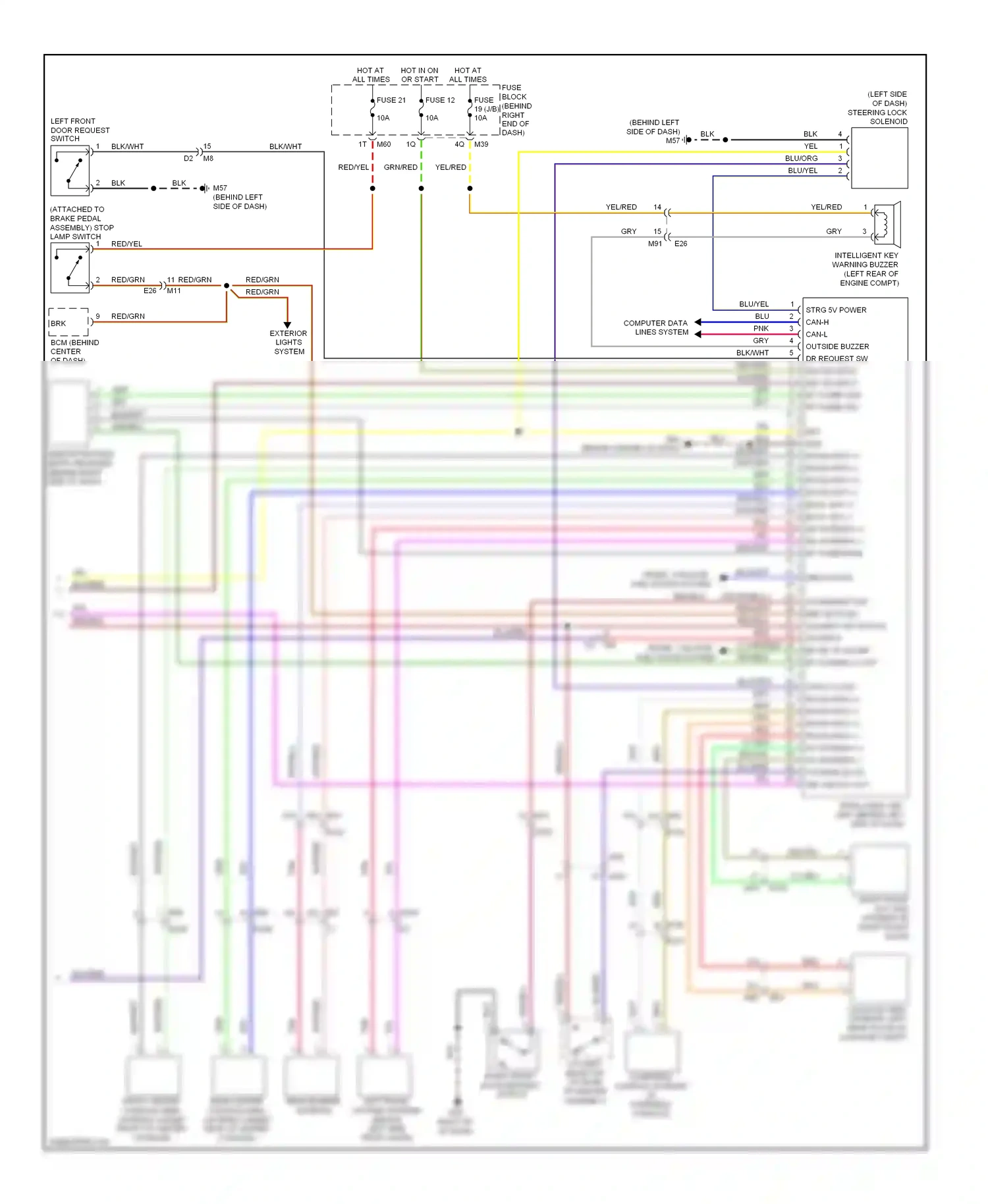 Wiring diagram left front door request switch for Nissan Armada I facelift (2007-2016) (1 of 1)