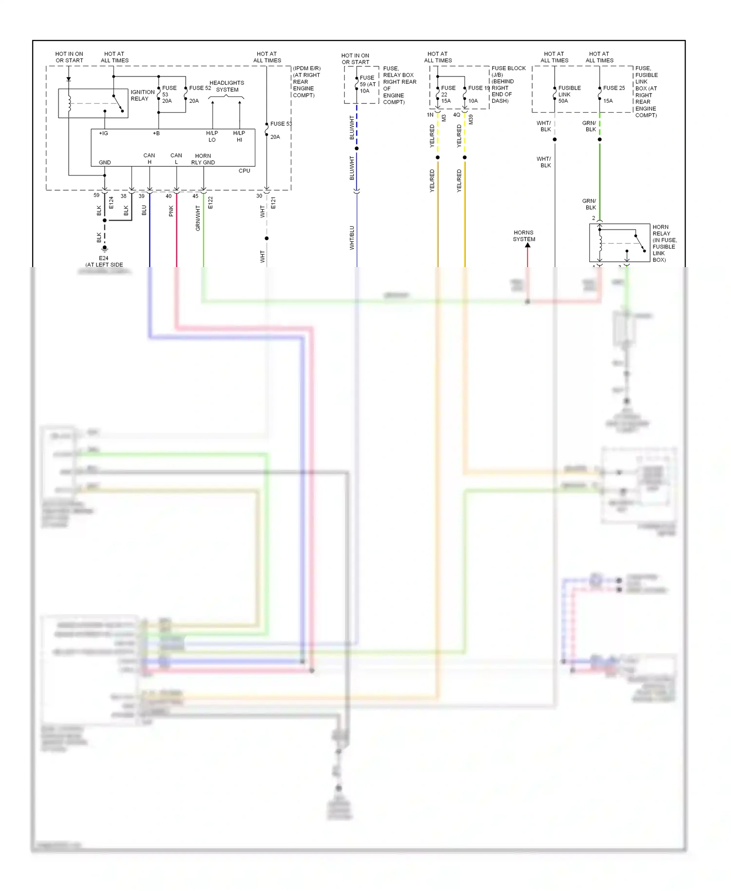 Wiring diagram headlights system for Nissan Armada I (2003-2007) (1 of 3)