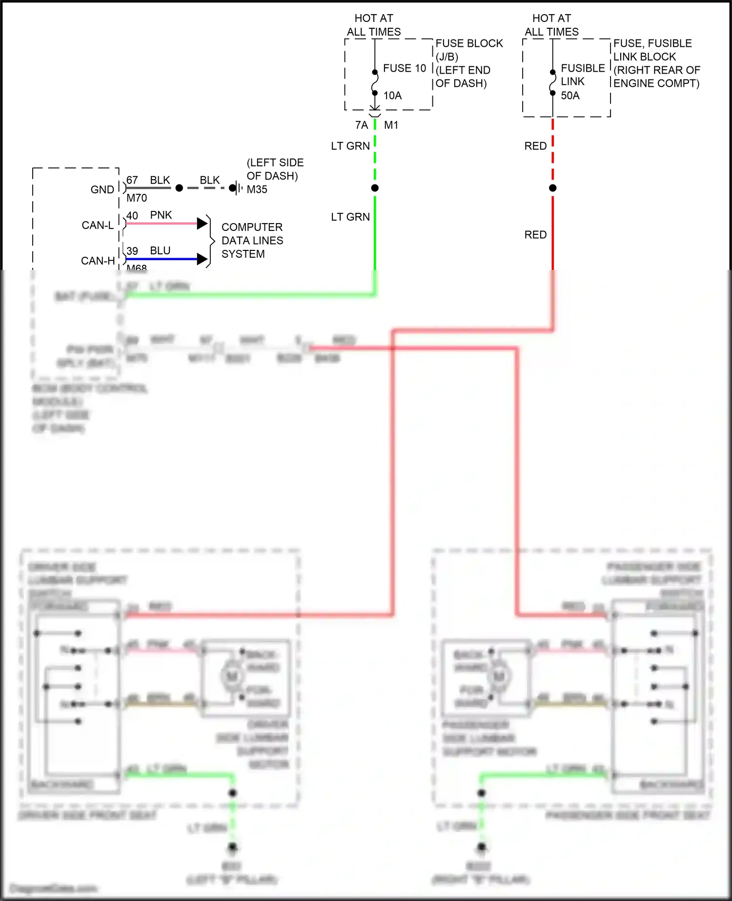 Wiring diagram driver side front seat for Nissan Armada II (2016-2020) (6 of 7)