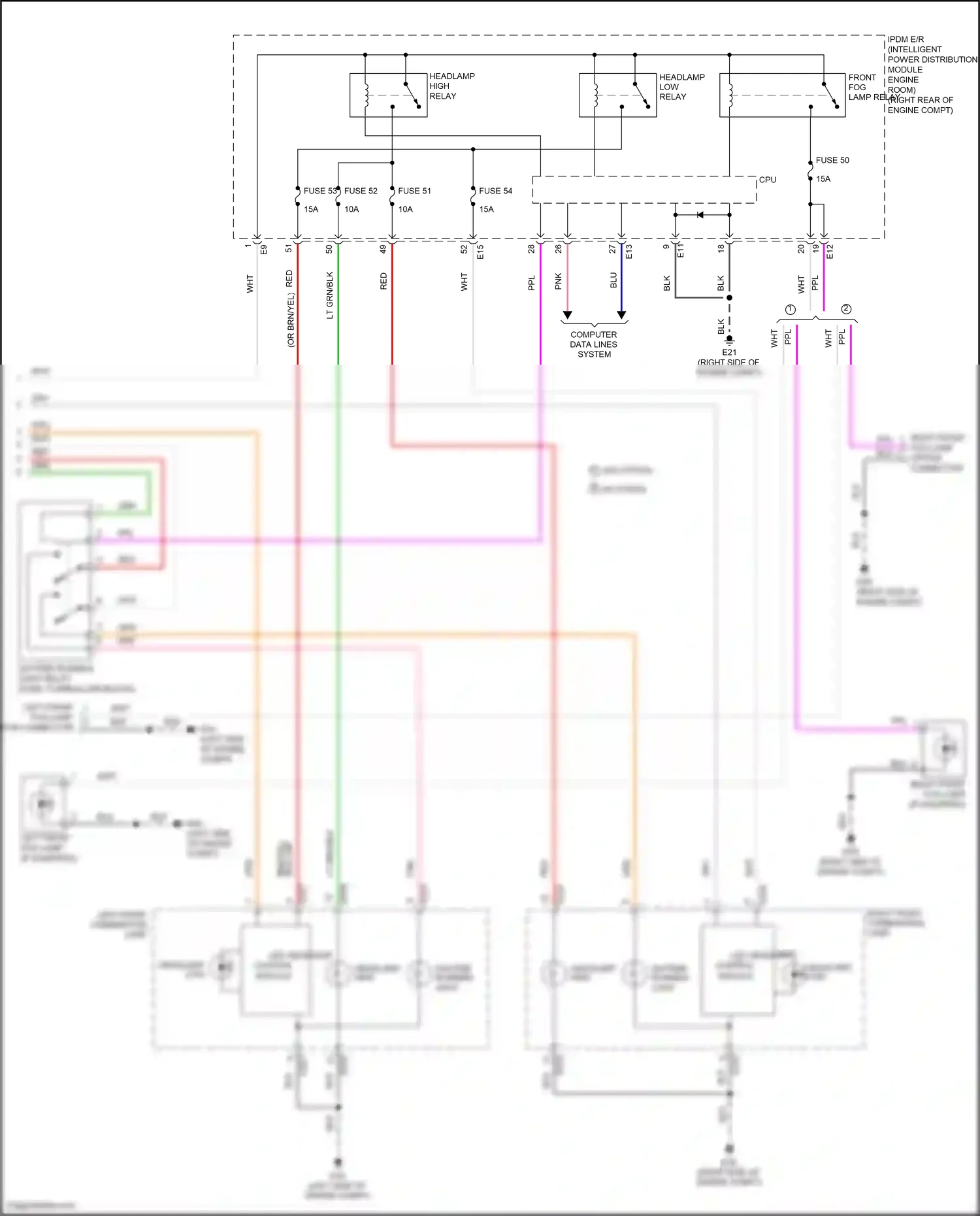 Wiring diagram left front combination lamp for Nissan Armada II (2016-2020) (2 of 2)