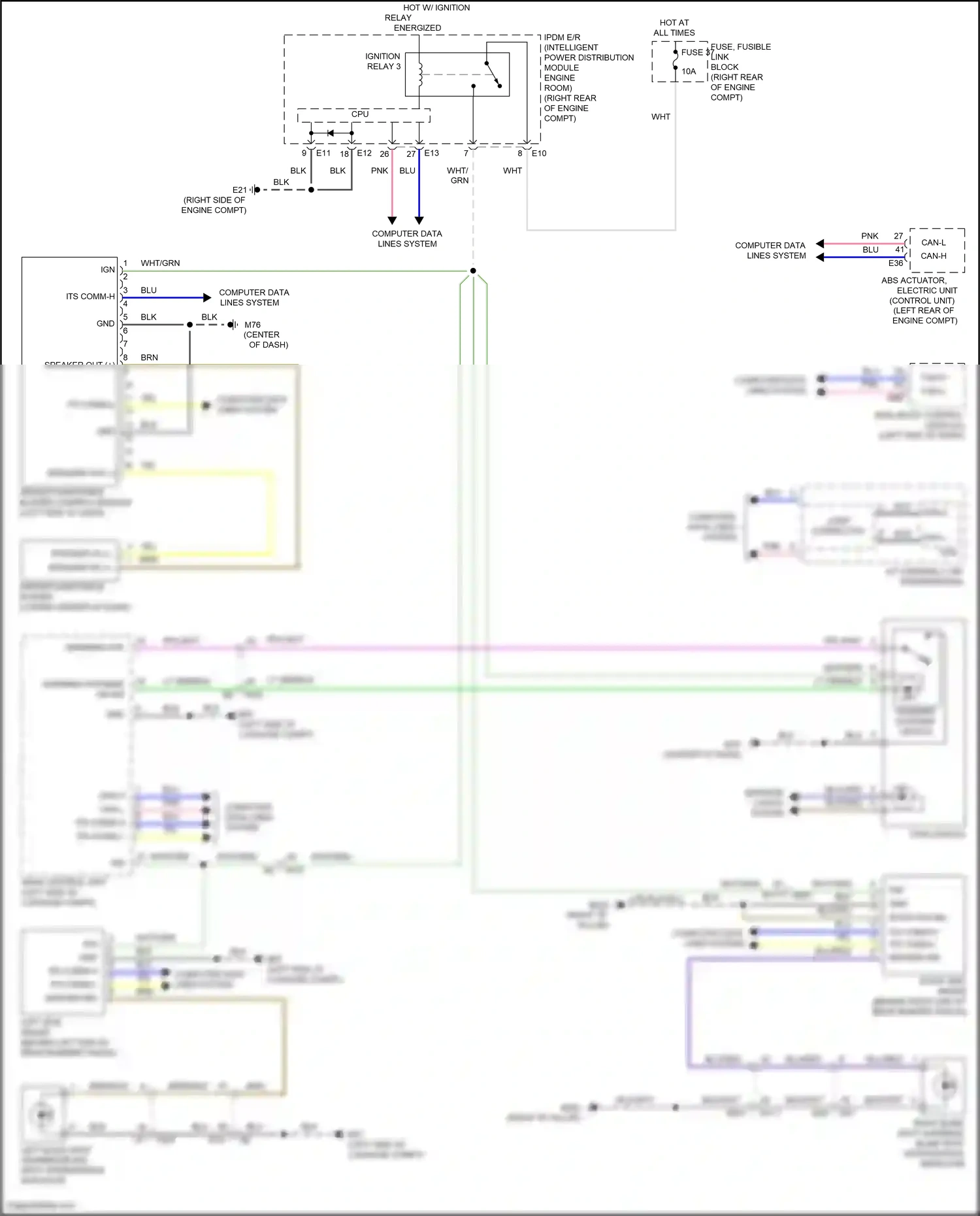 Wiring diagram left side radar for Nissan Armada II (2016-2020) (1 of 3)
