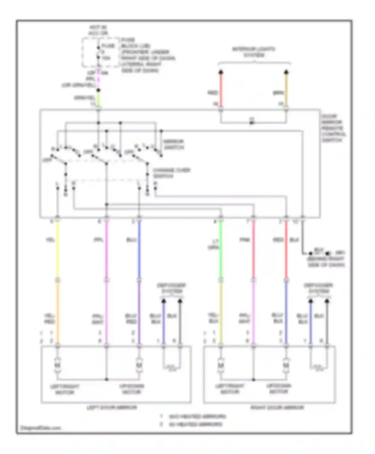 Frontier Nissan D22 (1998-2007): Power mirror circuit