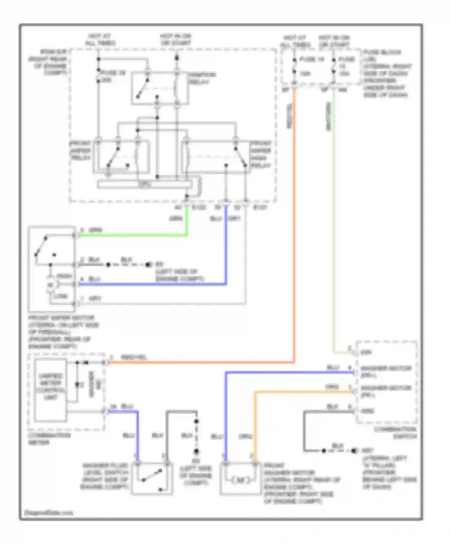 Frontier Nissan D22 (1998-2007): Front wiper/washer circuit